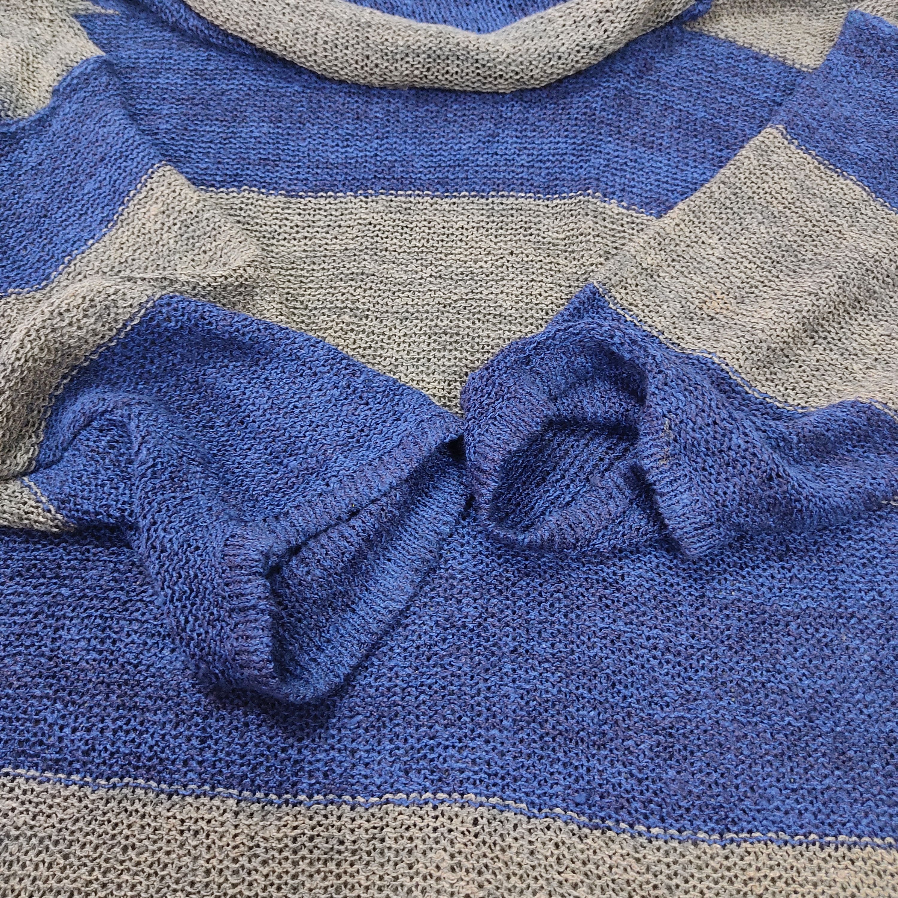 Issey Miyake Vintage 70s ISSEY MIYAKE Stripe Linen Knit Cowl Neck Jumper Size US M / EU 48-50 / 2 - 9 Thumbnail