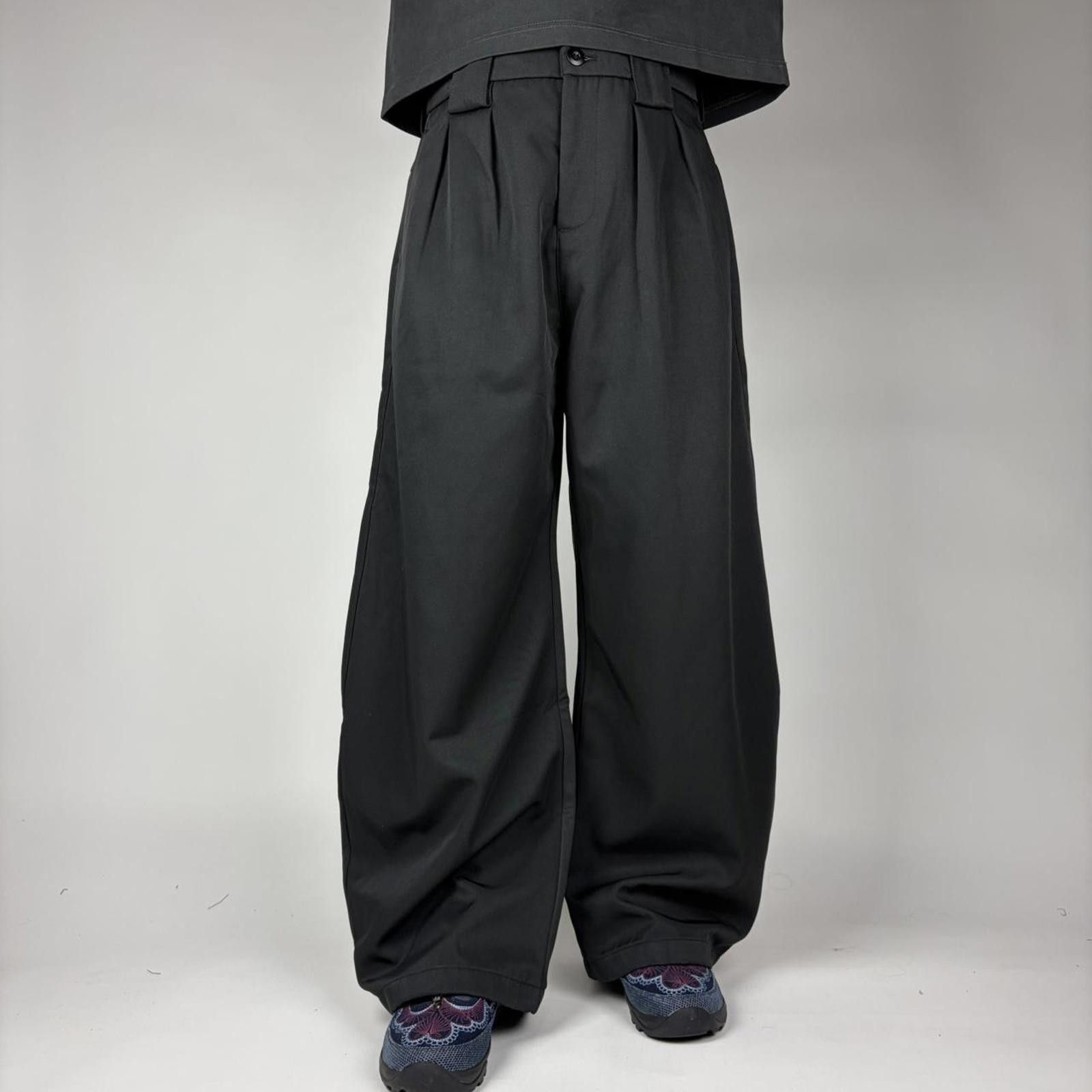 Other Black Double Tuck Wide Leg Black Trousers Size US 32 / EU 48 - 5 Thumbnail