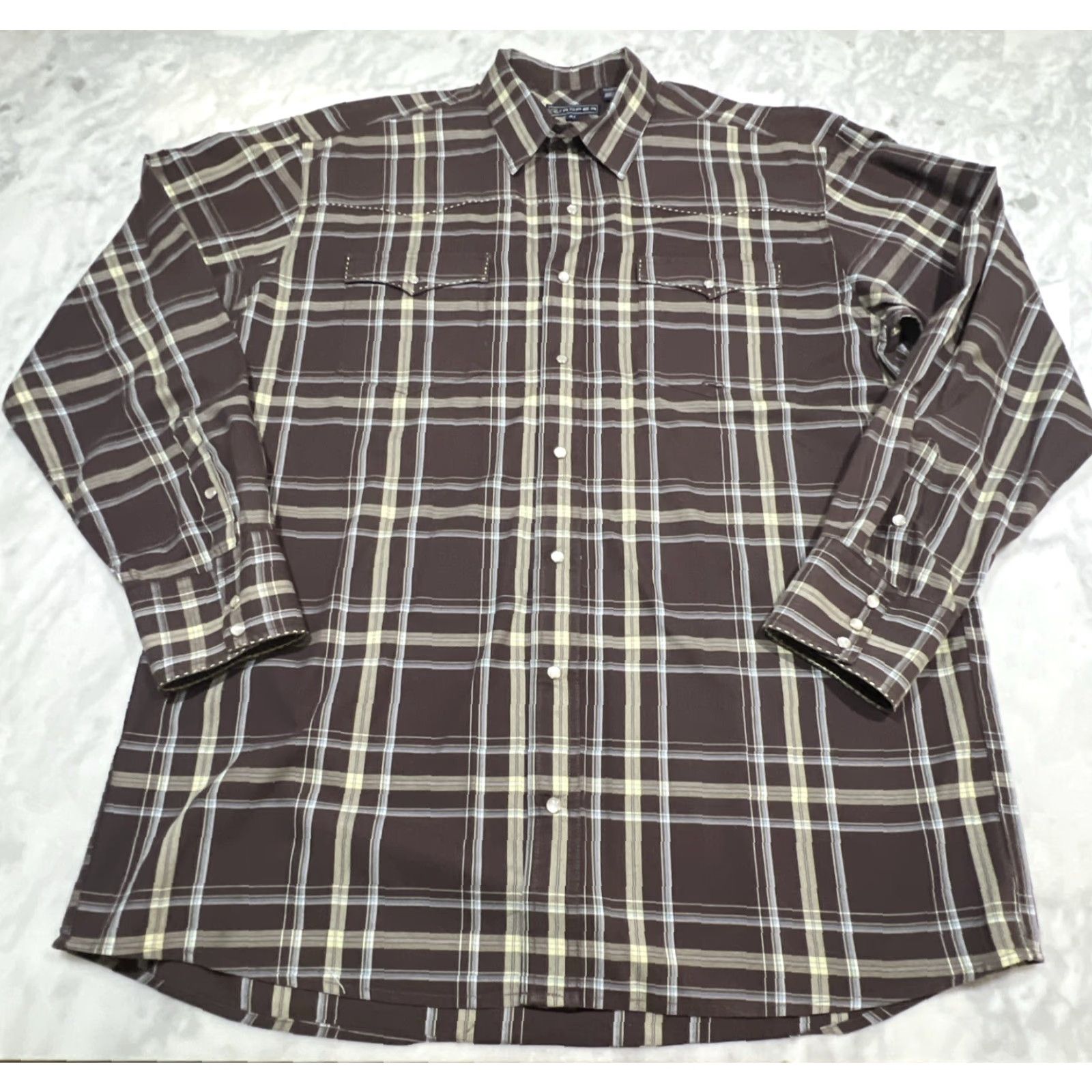 Roper Roper Men’s XLT Western Shirt Snaps Long Sleeve Pockets 100% Cotton Cowboy Brown Size US XL / EU 56 / 4 - 3 Thumbnail