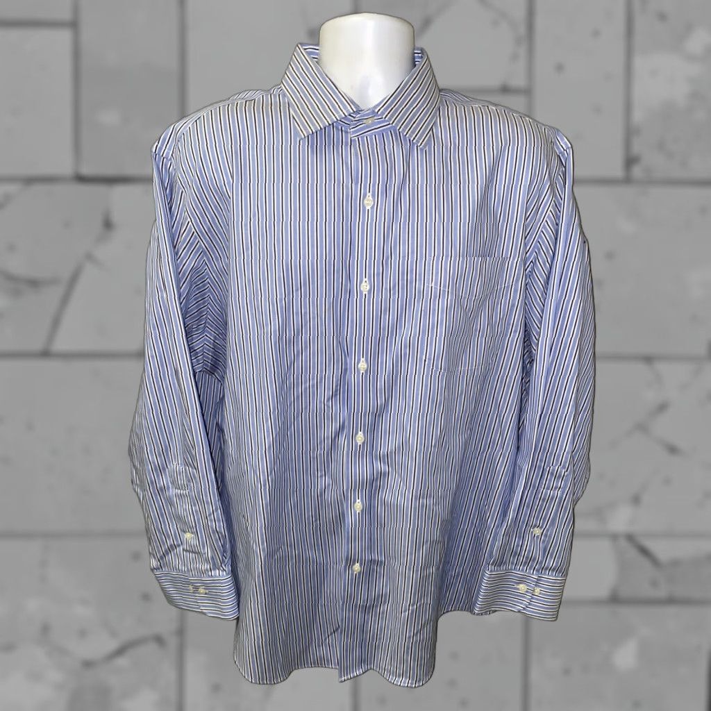 Ralph Lauren Lauren Ralph Lauren Mens Blue Striped Long Sleeve Dress Shirt Size 18 Size 48R - 1 Thumbnail