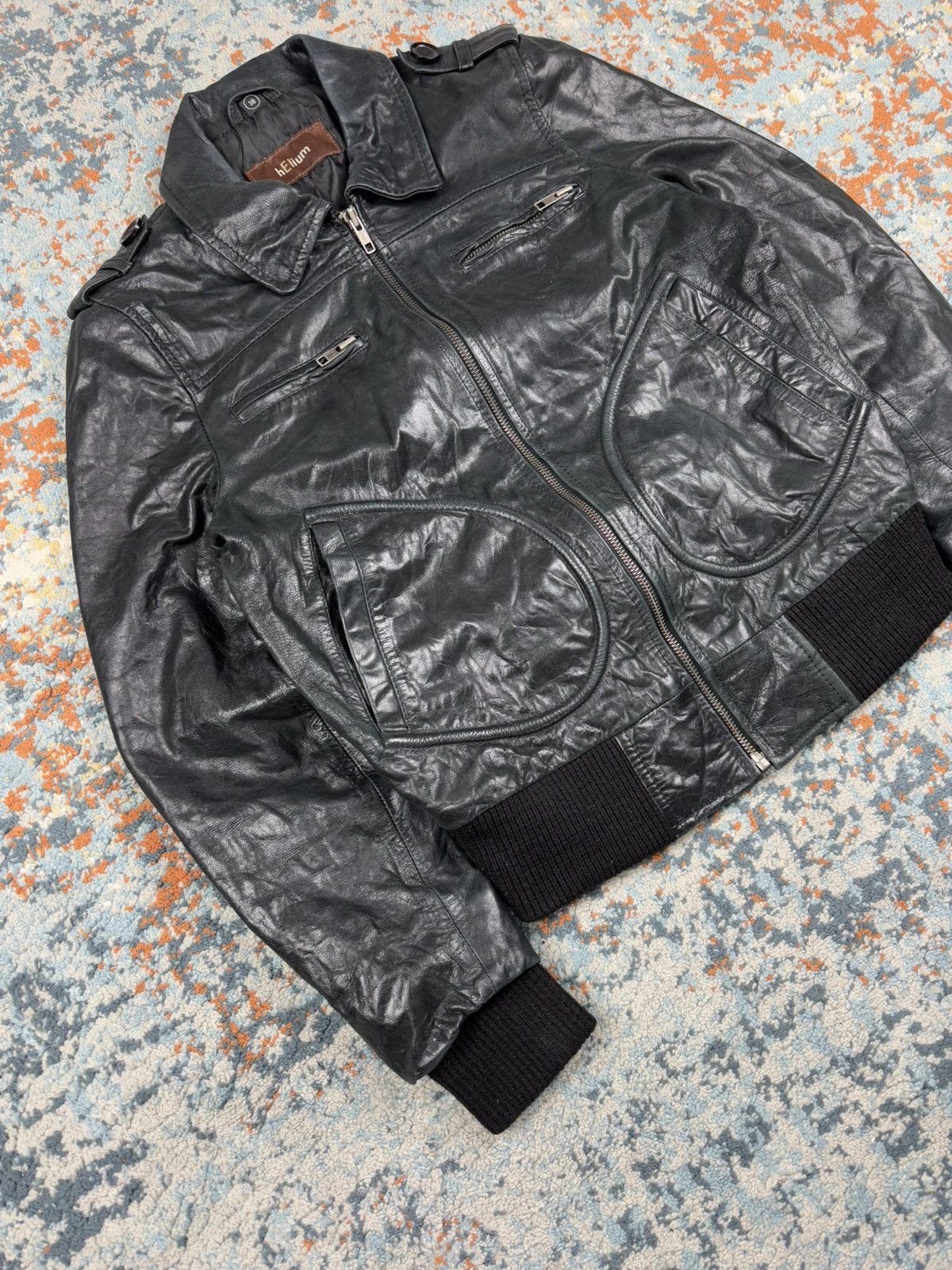 Vintage Vintage 90s hElium real leather bomber biker jacket Size US XS / EU 42 / 0 - 3 Thumbnail