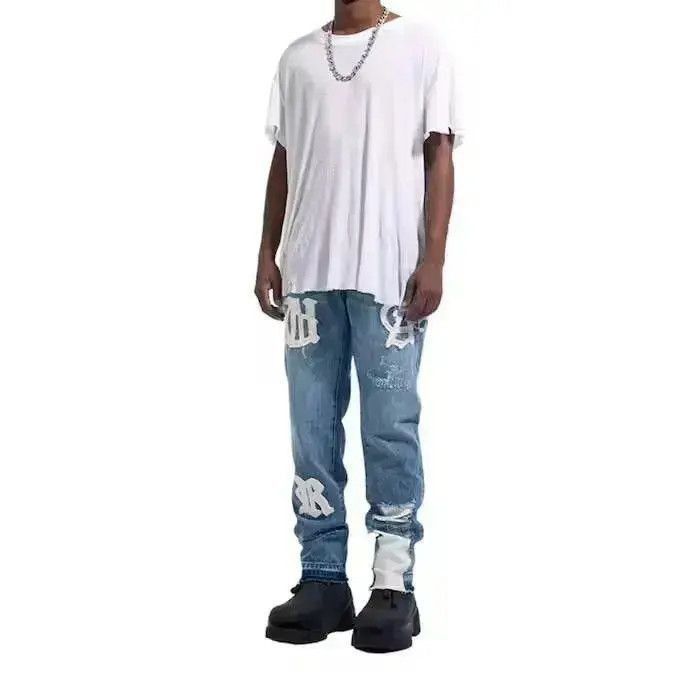Japanese Brand Letters Painted Denim Jeans Size US 32 / EU 48 - 5 Thumbnail