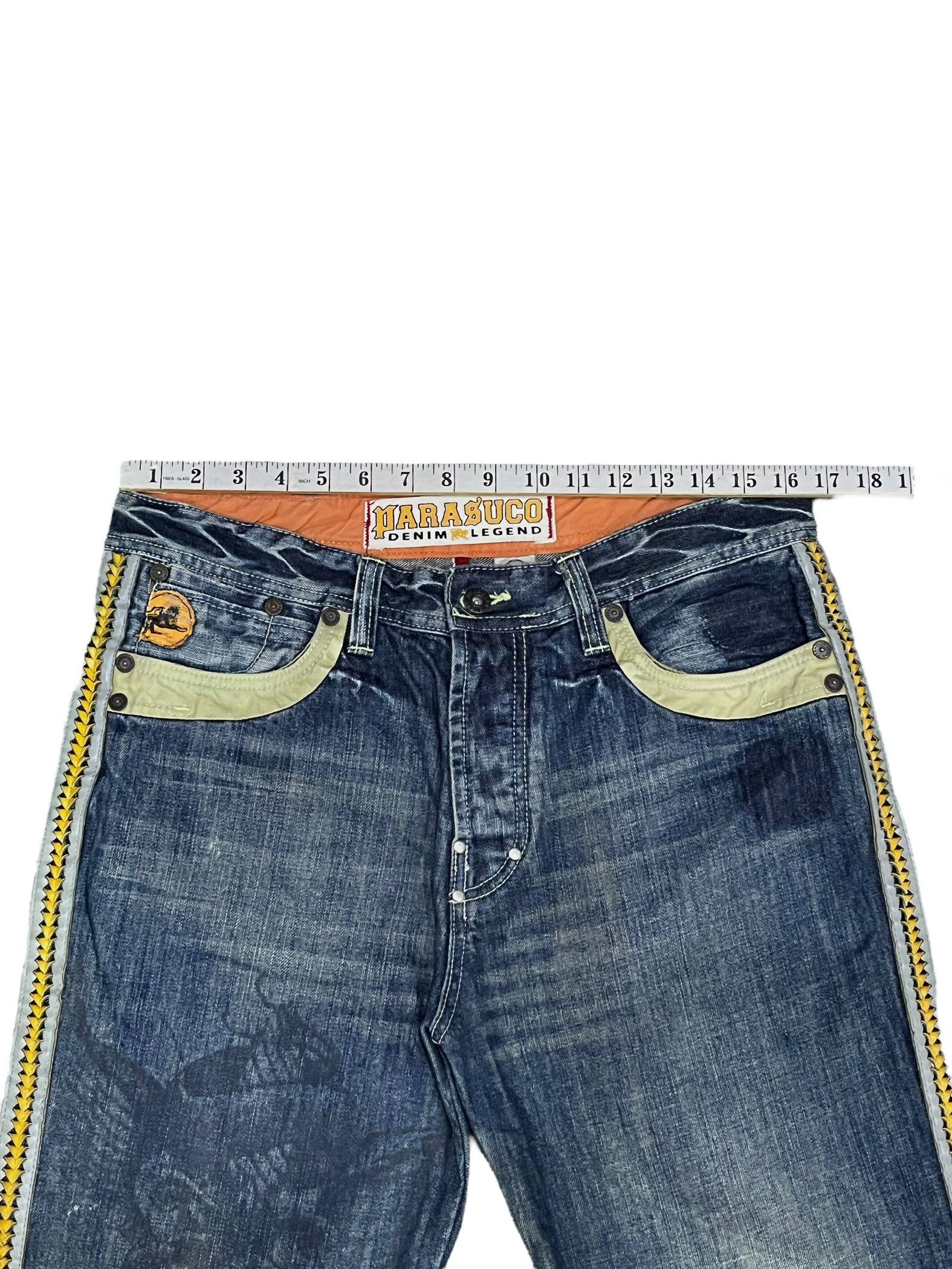 Parasuco PUNK FLARE🔥PARASUCO DENIM LEGEND Distressed Tribal Jeans💥 Size US 33 - 20 Thumbnail