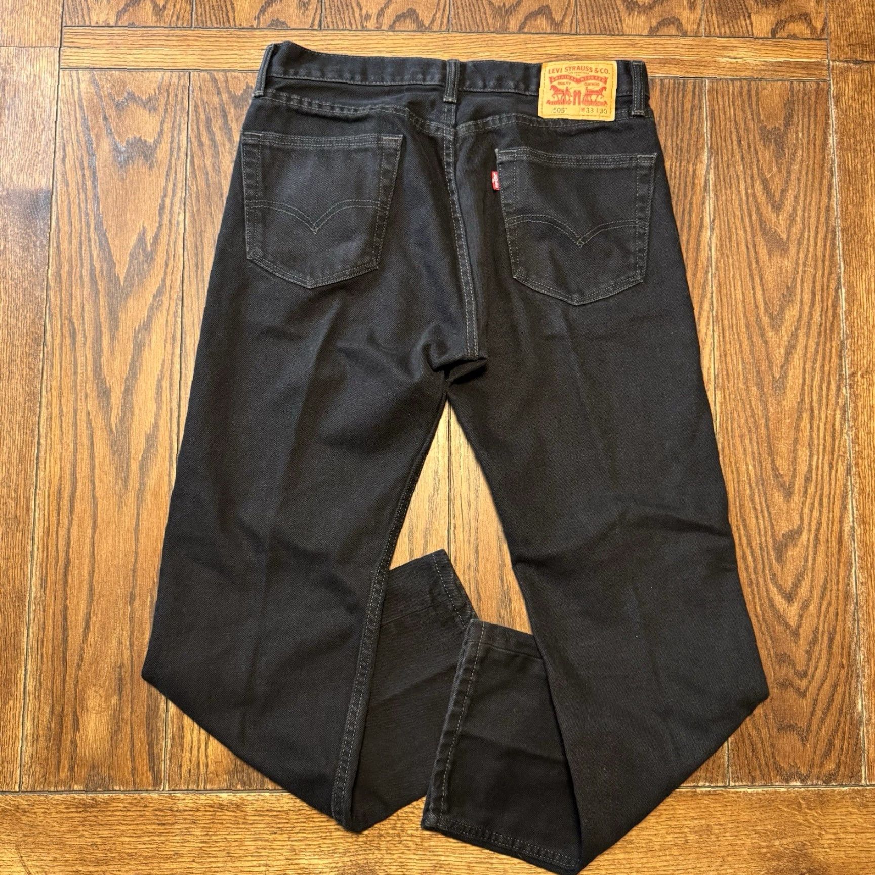 Levi's Levi's 505 Jeans Mens Regular Fit Denim Black 33x30 Size US 33 - 6 Thumbnail