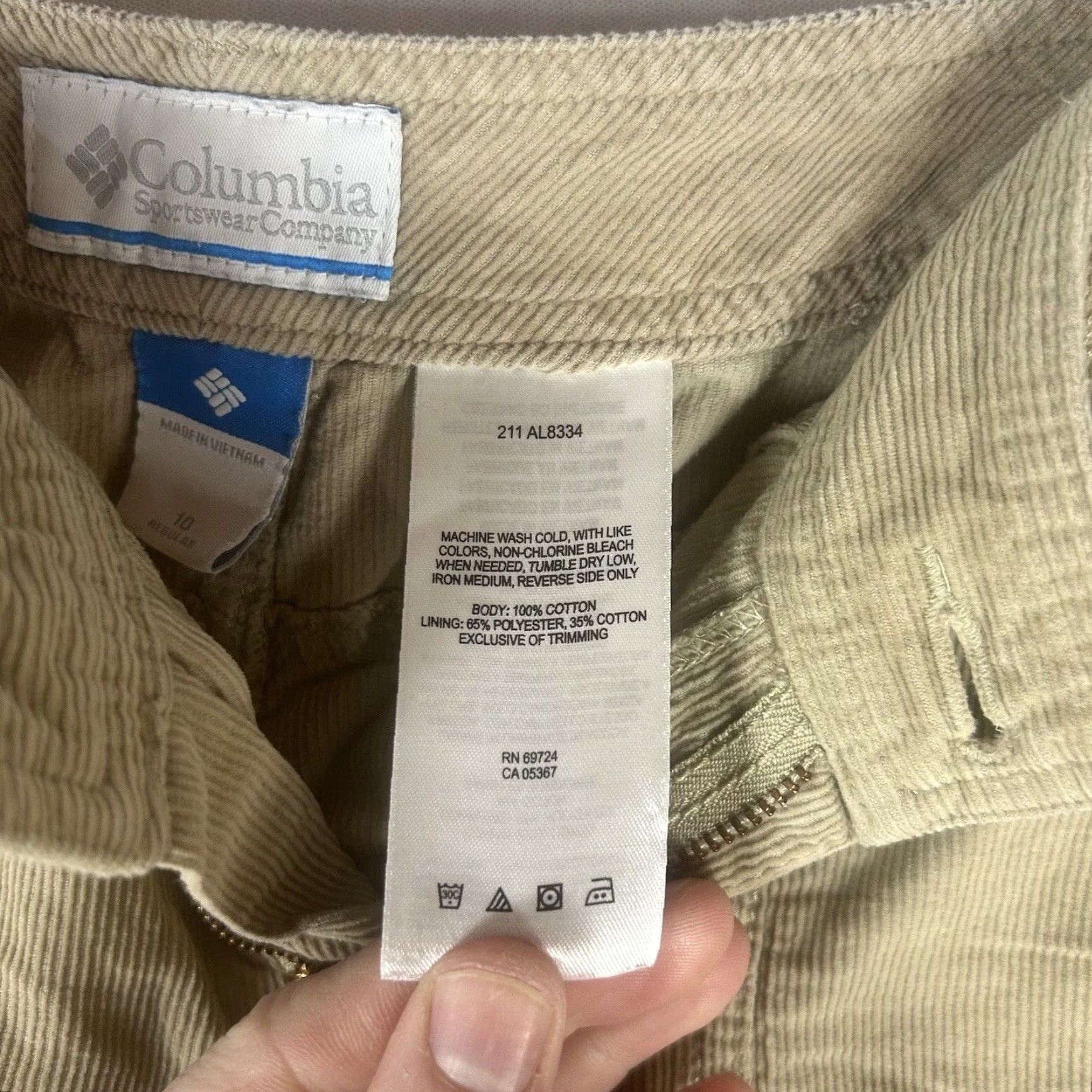Vintage Columbia Corduroy Pants Womens 10 Regular Beige Lightweight Straight Leg 90s City Retro Size 32" / US 10 / IT 46 - 7 Thumbnail