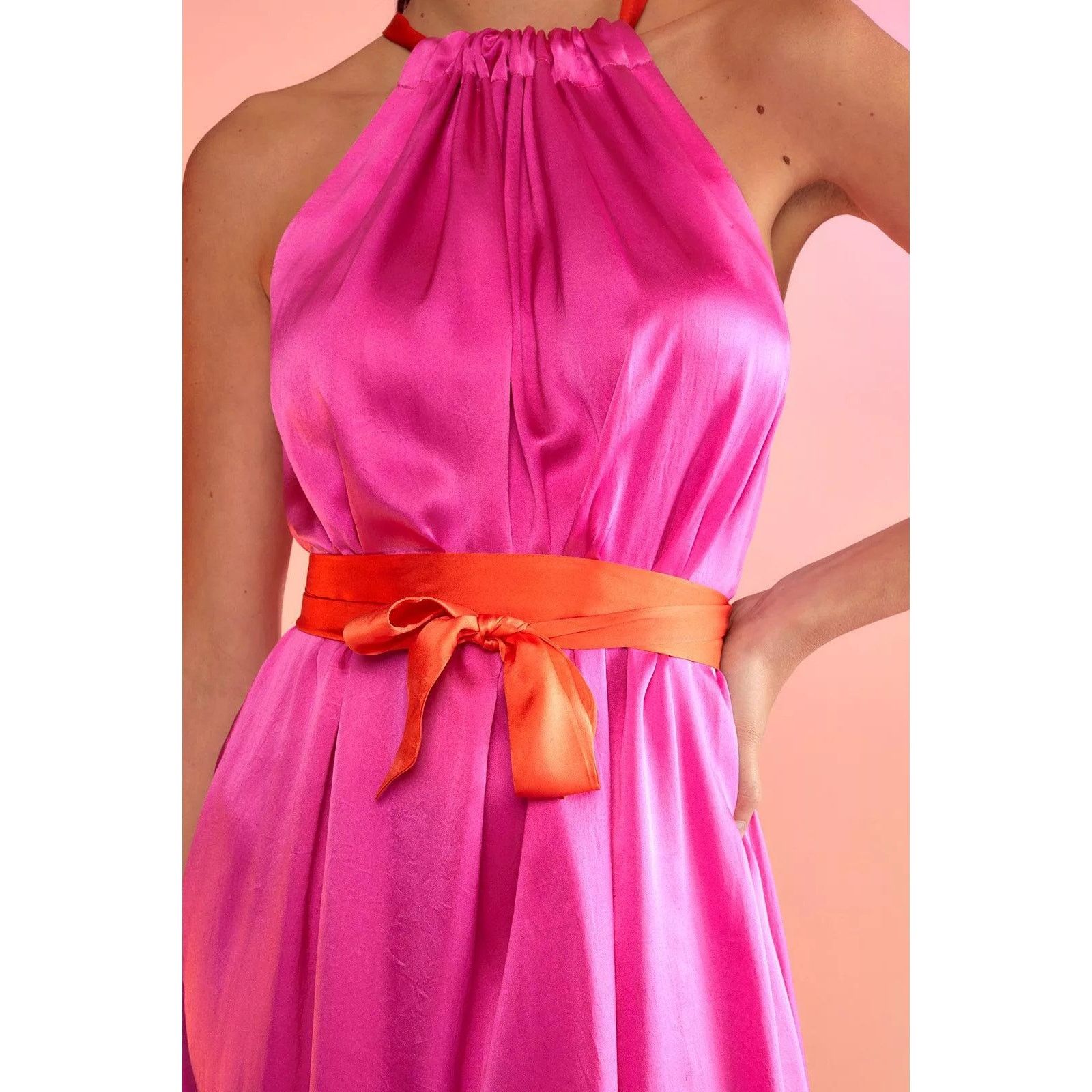 Cynthia Rowley Cynthia Rowley Salerno Silk Halter Dress pink orange size S Size S / US 4 / IT 40 - 4 Thumbnail