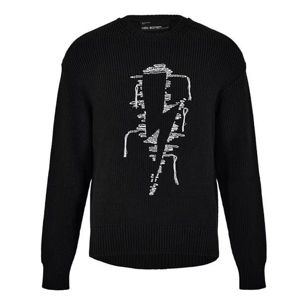 image of Neil Barrett O1G2R1Mq0424 Bolt Jumpers In Black, Men's (Size XL)