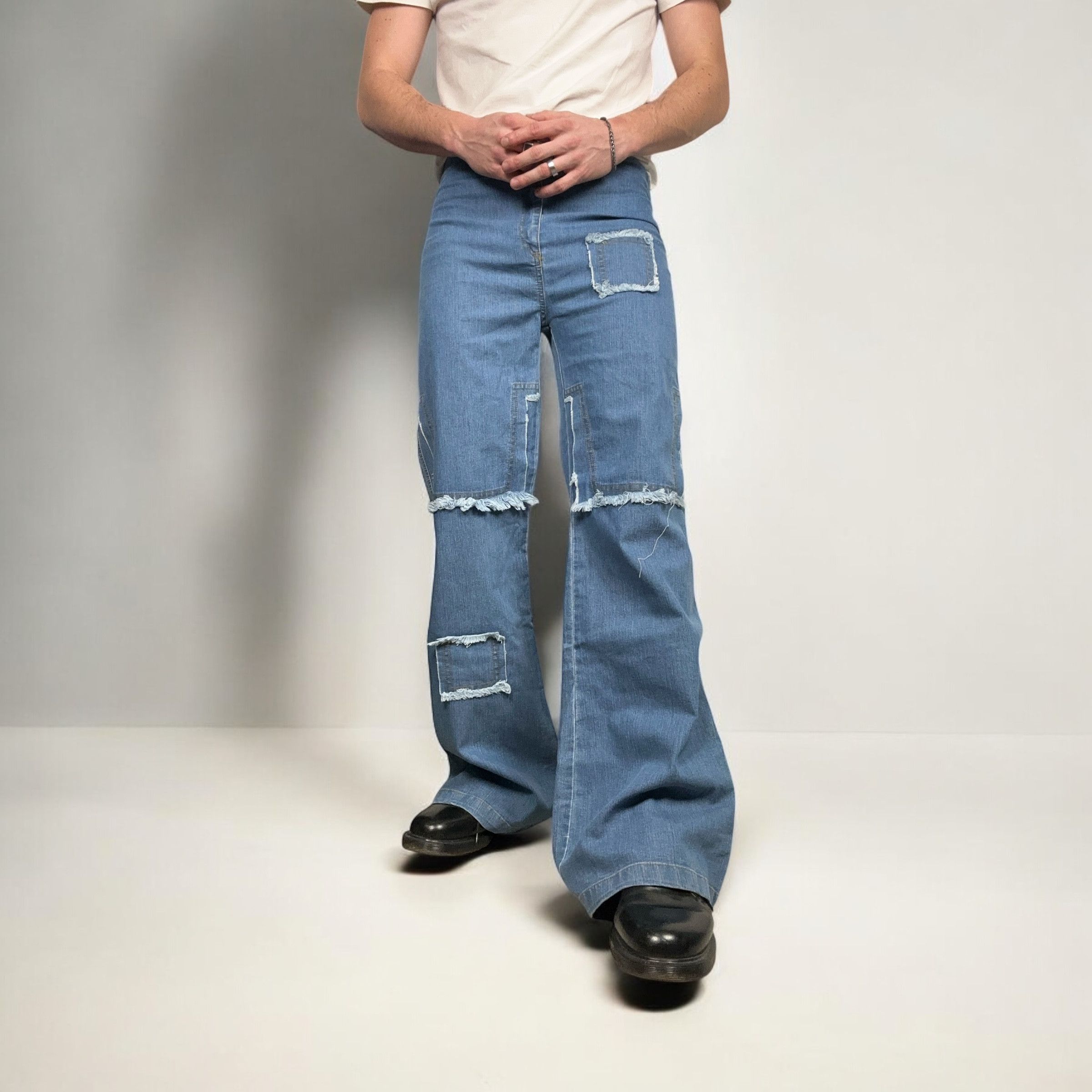 Vintage y2k Flare Bootcut Patchwork Denim Pants Jeans