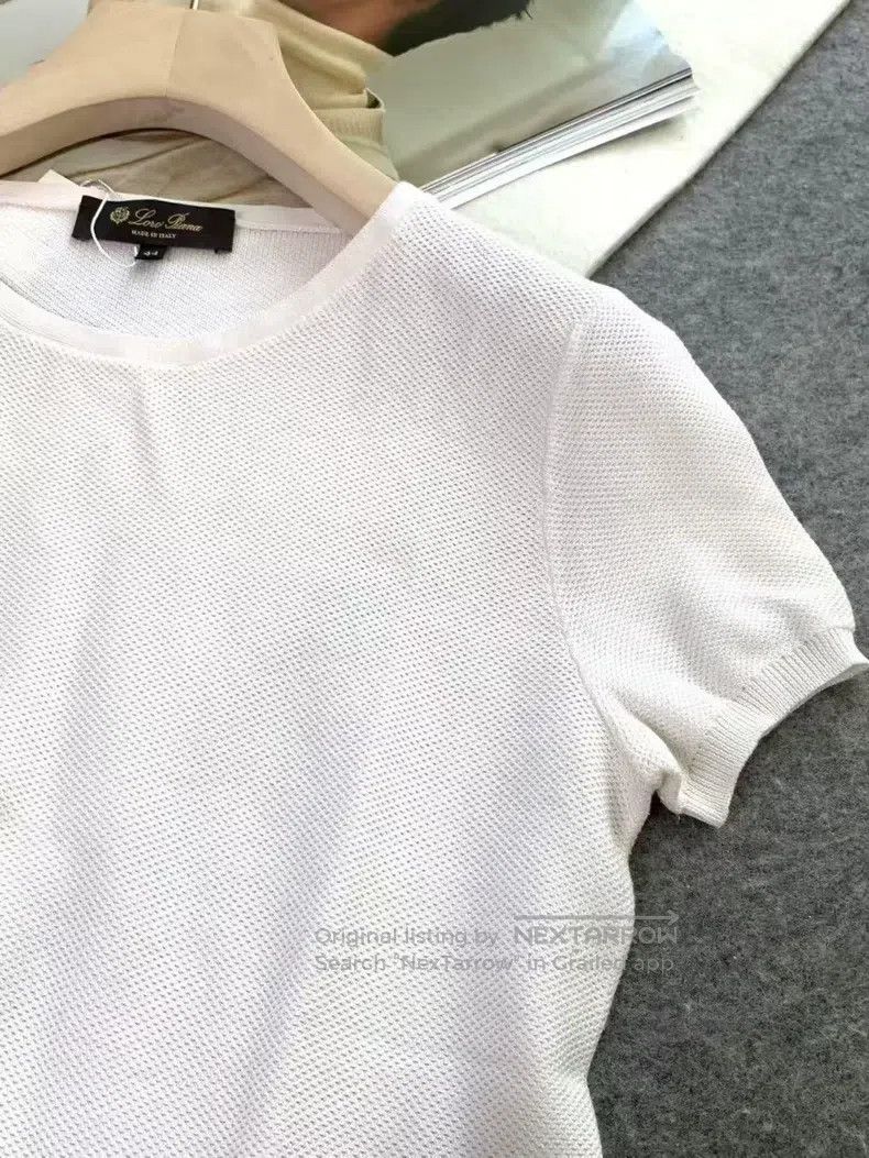 Loro Piana LORO PIANA Solid Color Knit Short Sleeve Top Size M / US 6-8 / IT 42-44 - 3 Thumbnail