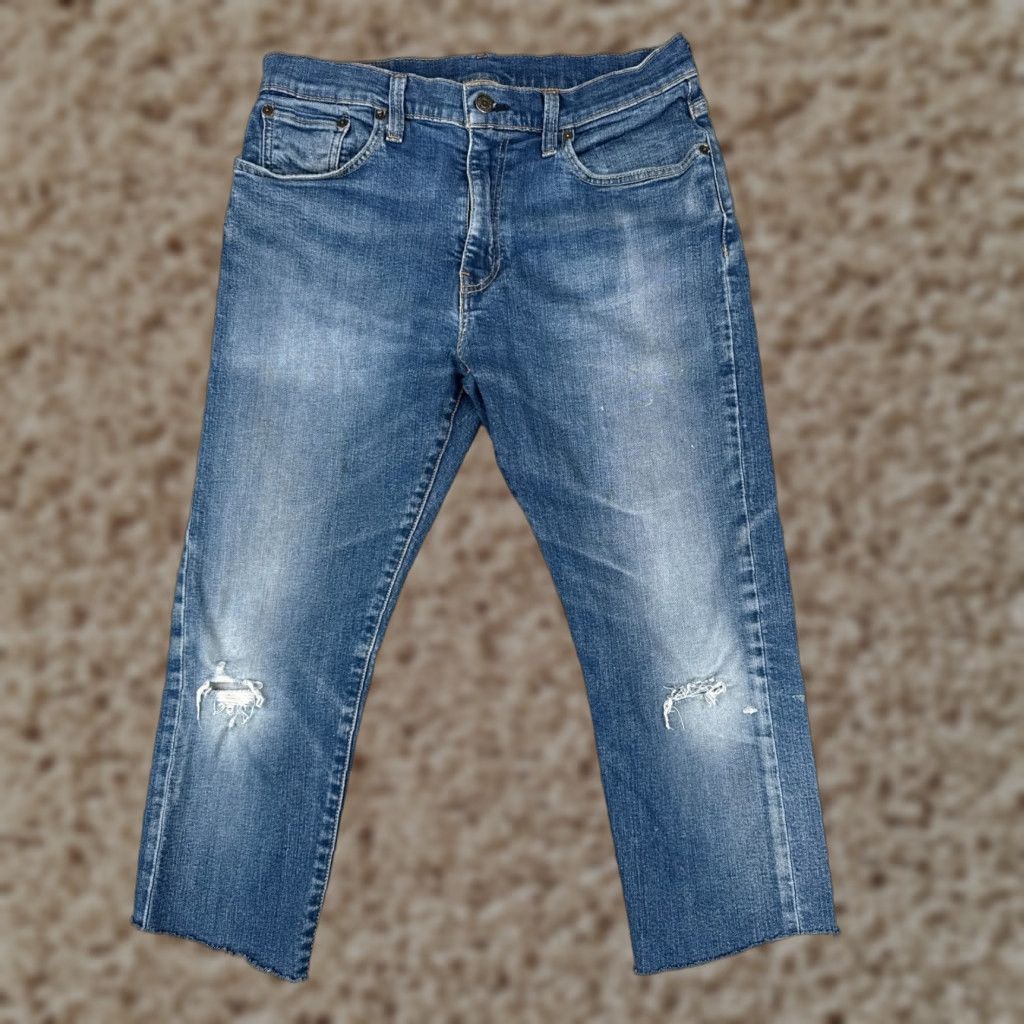 Levi's Levi's 512 Premium Jeans Adult 33 Blue Denim Skinny Distressed 32x22 Retro Mens Size US 33 - 1 Thumbnail