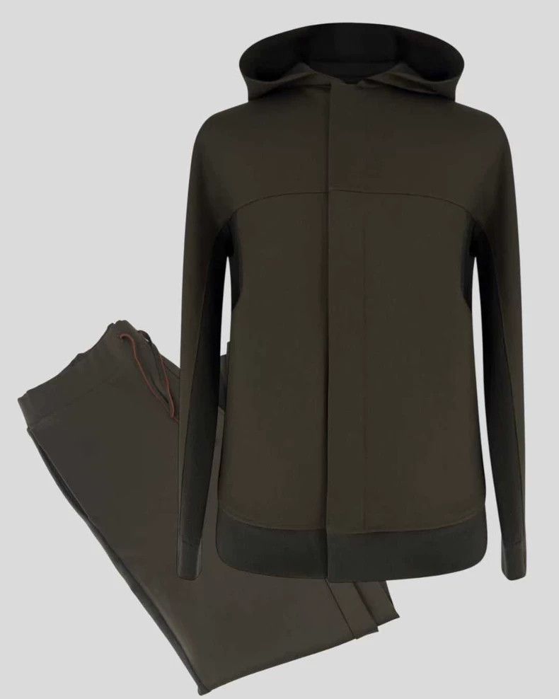 Loro Piana LORO PIANA size M Men's hoodie sweatshirt set in olive gree Size 38L - 1 Thumbnail