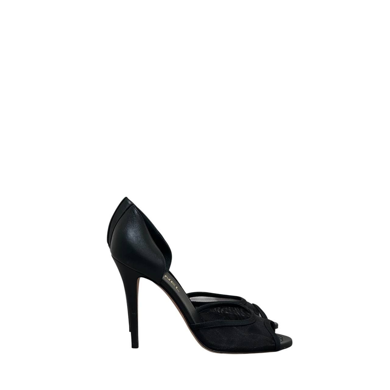 Chanel Chanel Black Canvas & Leather D'Orsay Pumps Sz. 40 Size US 9 / IT 39 - 2 Thumbnail
