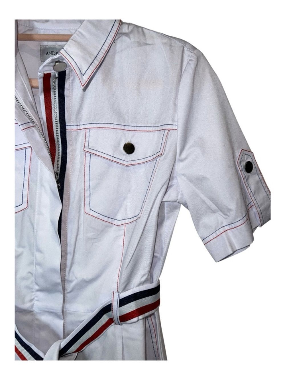 Other Andre Tan White Belted Midi Shirt Dress Utility NWOT Size M Size M / US 6-8 / IT 42-44 - 5 Thumbnail
