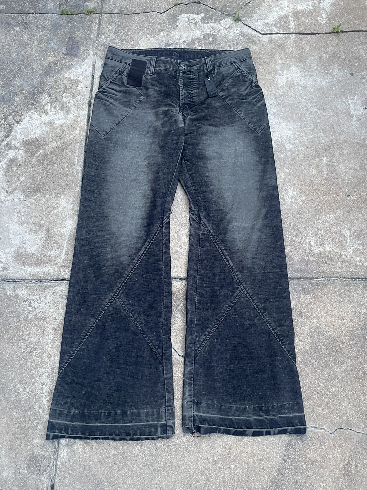Rick Owens "SLAB" Diamond Cut Flared Denim Size US 33 - 1 Thumbnail