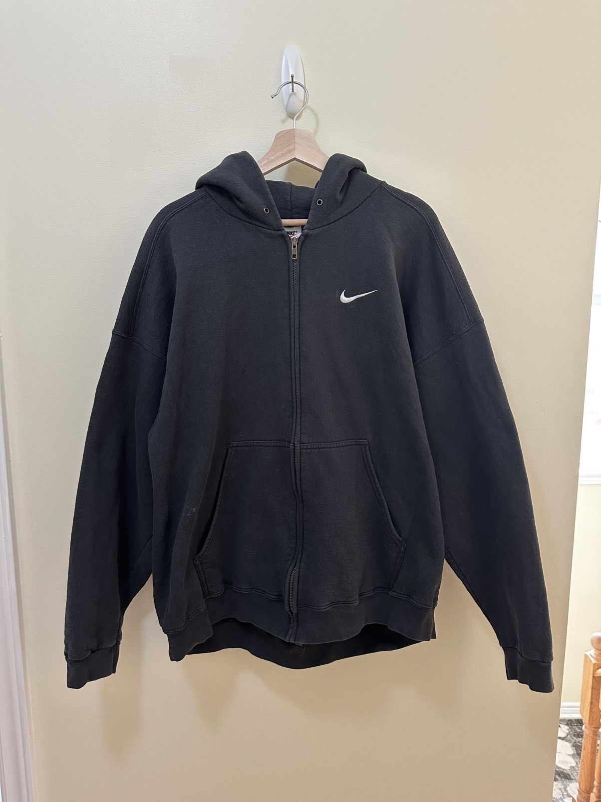 Nike × Vintage 90s Nike Swoosh Heavyweight Boxy Zip Hoodie Size US XL / EU 56 / 4 - 2 Thumbnail