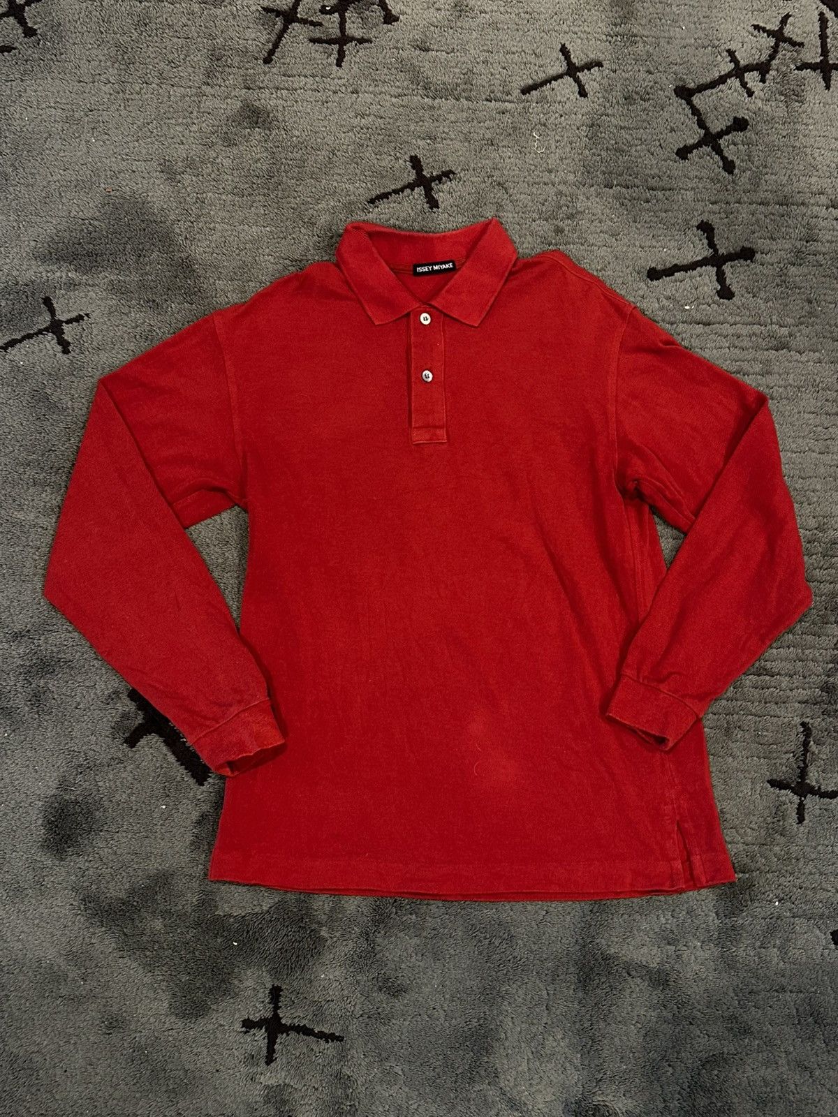 Issey Miyake Issey Miyake Mainline Red Polo Rugby Long-Sleeve T Shirt Size US M / EU 48-50 / 2 - 1 Thumbnail