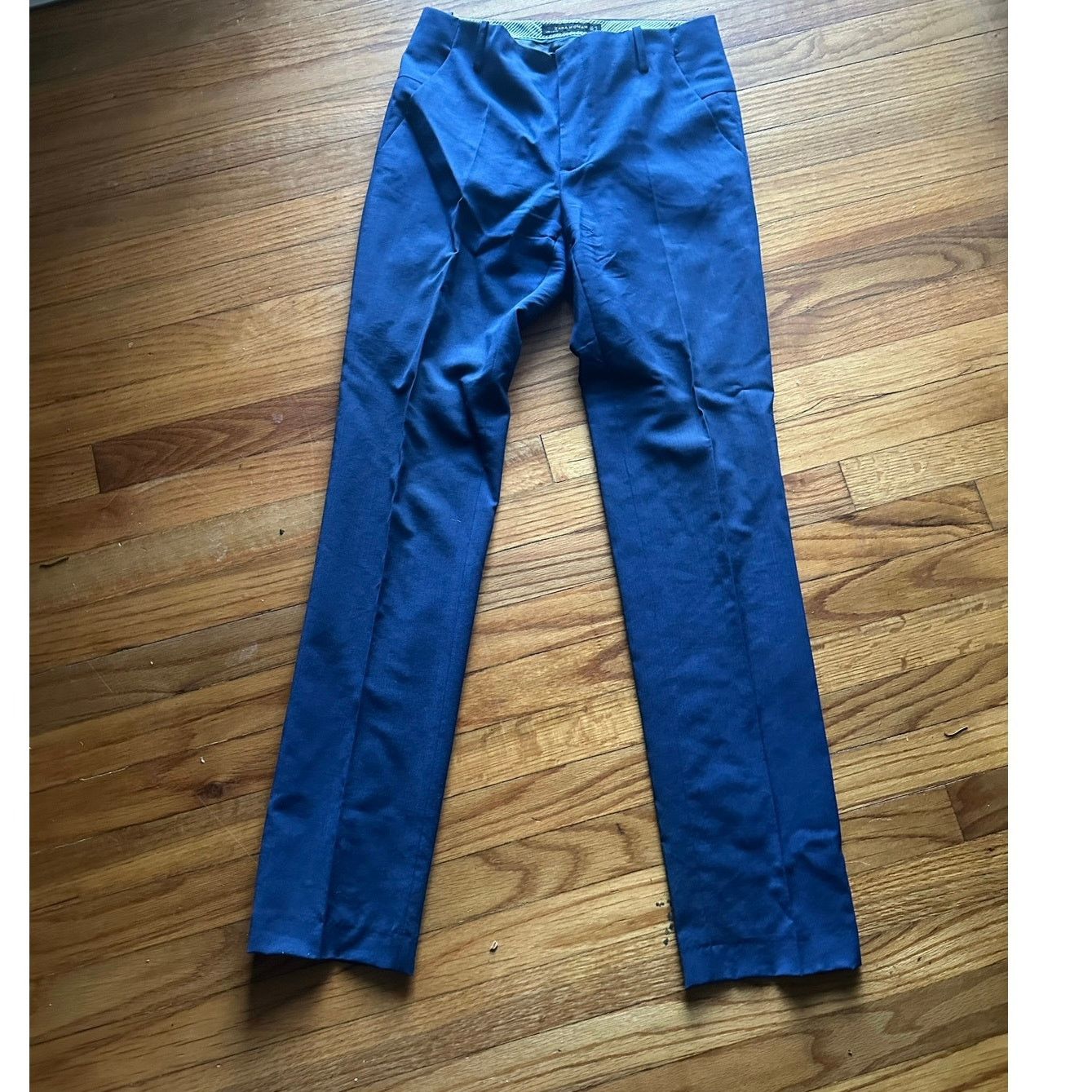 Zara Zara Woman 100% Wool Straight-Leg Trousers – Dark Navy Size 26" / US 2 / IT 38 - 1 Thumbnail