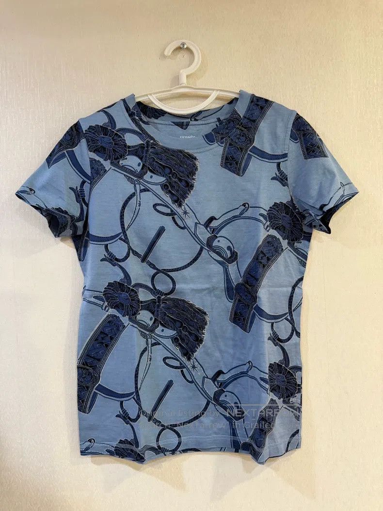 Hermes Hermes Full Print Light Blue Short Sleeve Size S / US 4 / IT 40 - 1 Thumbnail