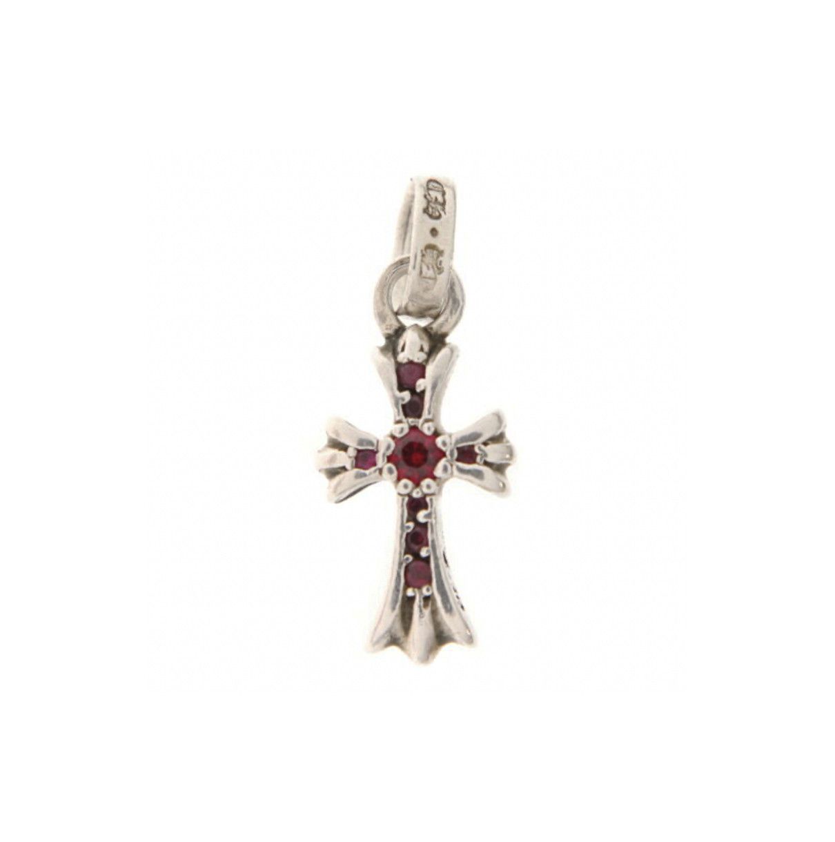 Pre-owned Chrome Hearts Baby Fat Ruby Pendant In Silver