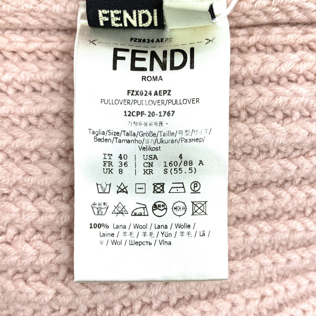 Fendi Fendi Pink Logo Letter Wool Long Sleeve Knit Sweater K26WX Size L / US 10 / IT 46 - 7 Thumbnail