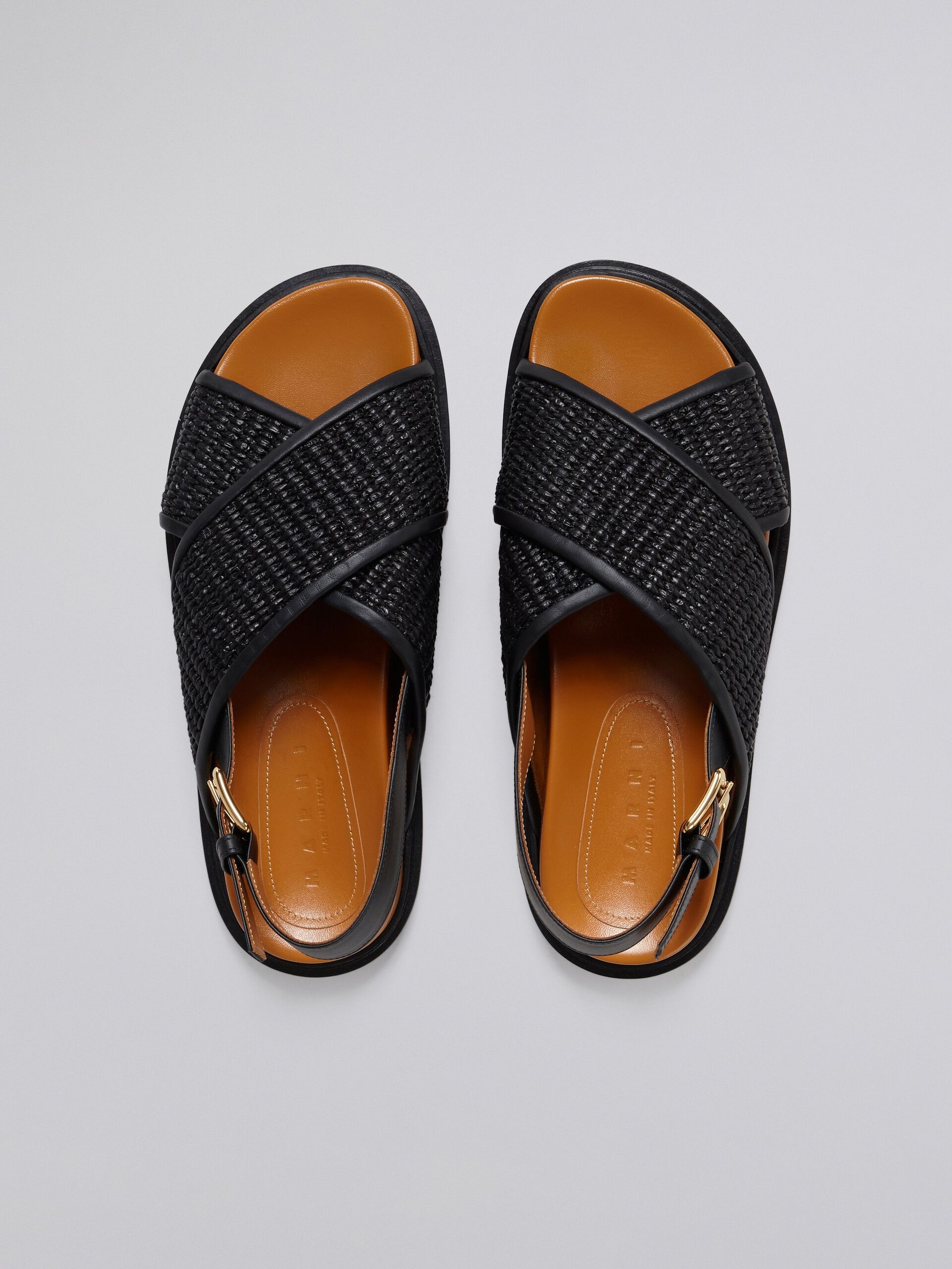 Marni oc11z0525 Raffia And Leather Fussbett in Black Size US 10 / IT 40 - 4 Thumbnail