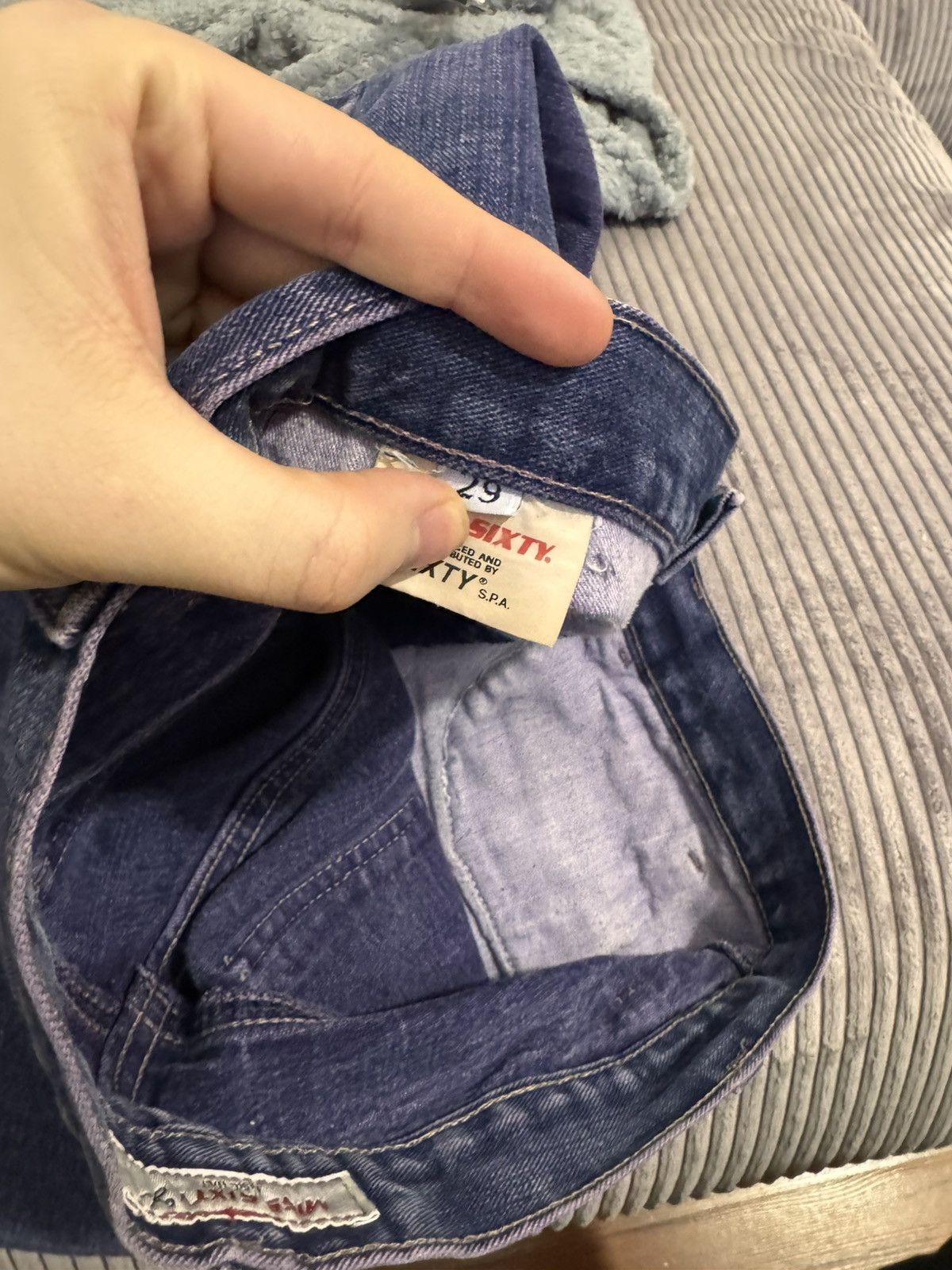 Japanese Brand Y2K Vintage Miss Sixty Jeans Purple Acid Wash Flared Low Ris Size 29" - 11 Thumbnail