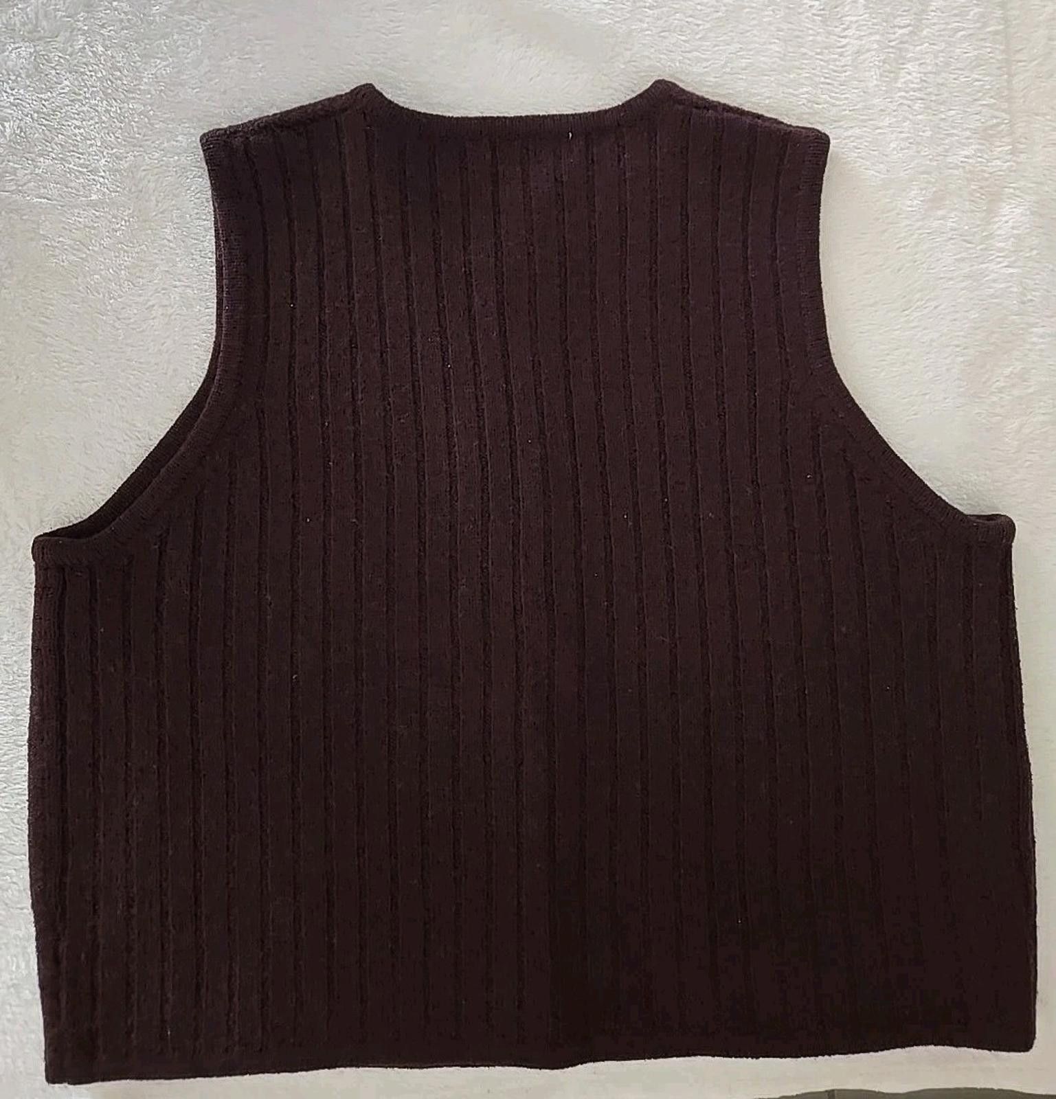Pierre Cardin Vtg Pierre Cardin 100% Wool Sweater Vest Large Purple Preppy Size L / US 10 / IT 46 - 2 Thumbnail