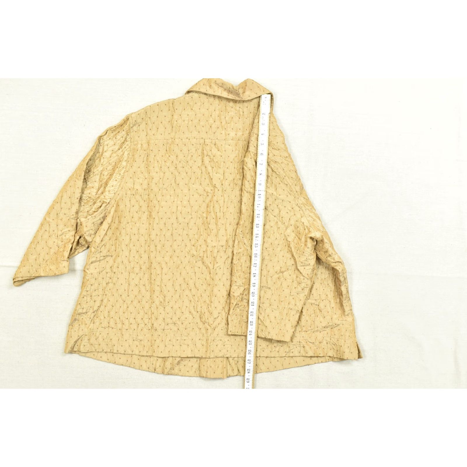 Vintage Lane Bryant Blouse Shirt Women 26 Plus Tan Crinkle Textured Button Front Long Sleeve Casual Size 4XL / US 24-26 - 5 Thumbnail