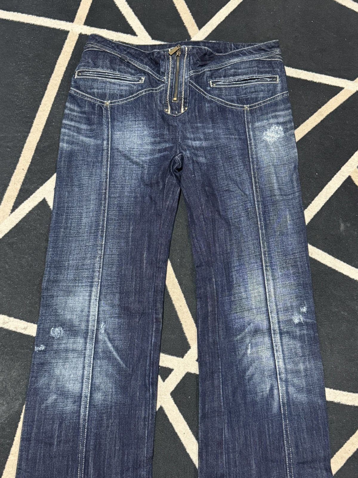 Just Cavalli 2000s Justcavalli Zipper Pants Denim Flared Low Waist Size 27" / US 4 / IT 40 - 3 Thumbnail