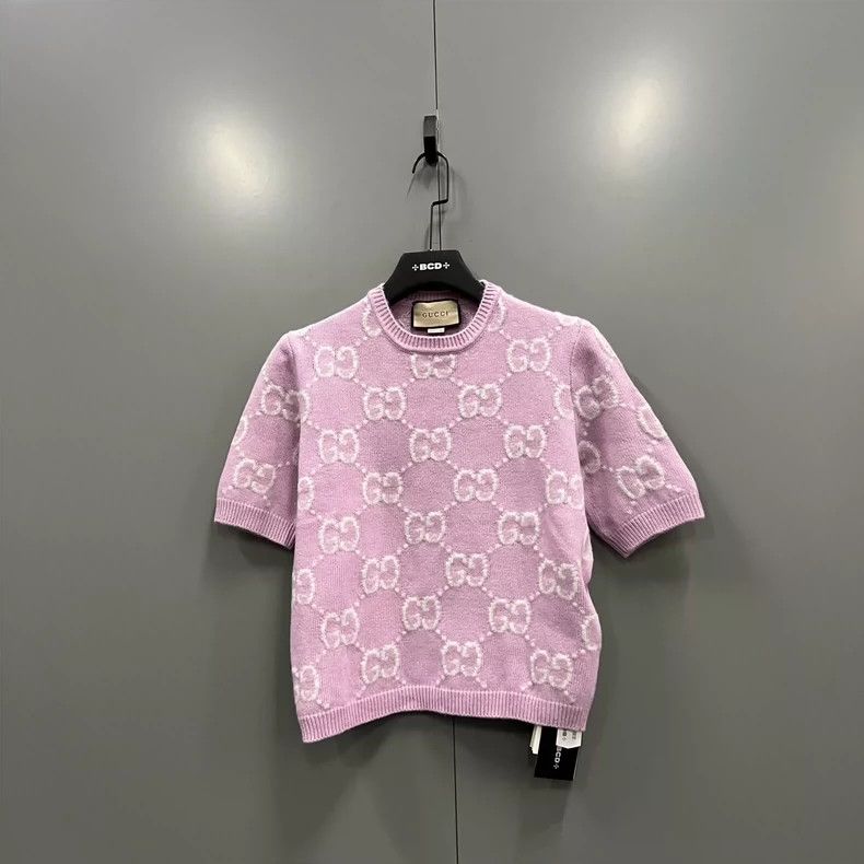 GucciPink double G inlaid sweater short sleeves 2503-Nextar