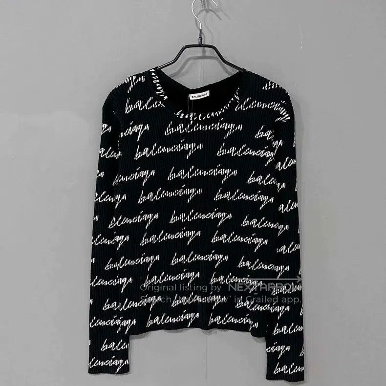 Balenciaga Balenciaga Printed Logo Knit Sweater Size US M / EU 48-50 / 2 - 1 Thumbnail