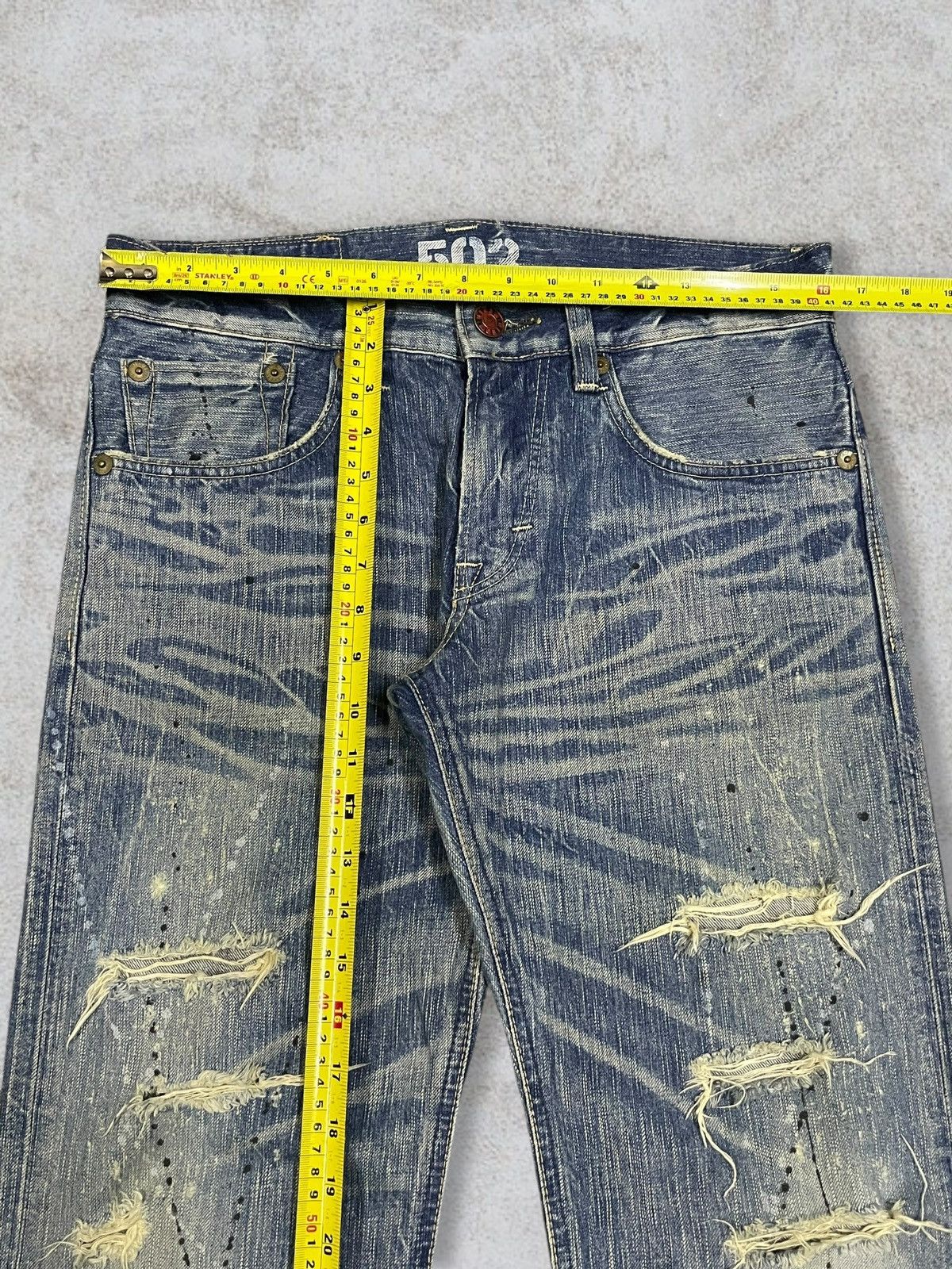 POST ARCHIVE FACTION (PAF) Vintage Edwin Paint Splatter Distressed Washed Flare Jeans Size US 32 / EU 48 - 14 Thumbnail