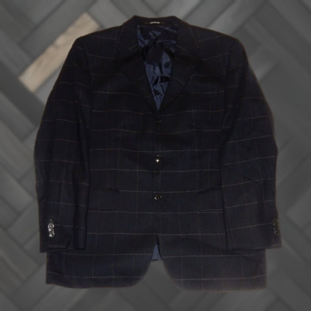 Vintage Baumler Men's Wool Blazer Jacket 54 Regular Blue-Beige Size 54R - 1 Thumbnail