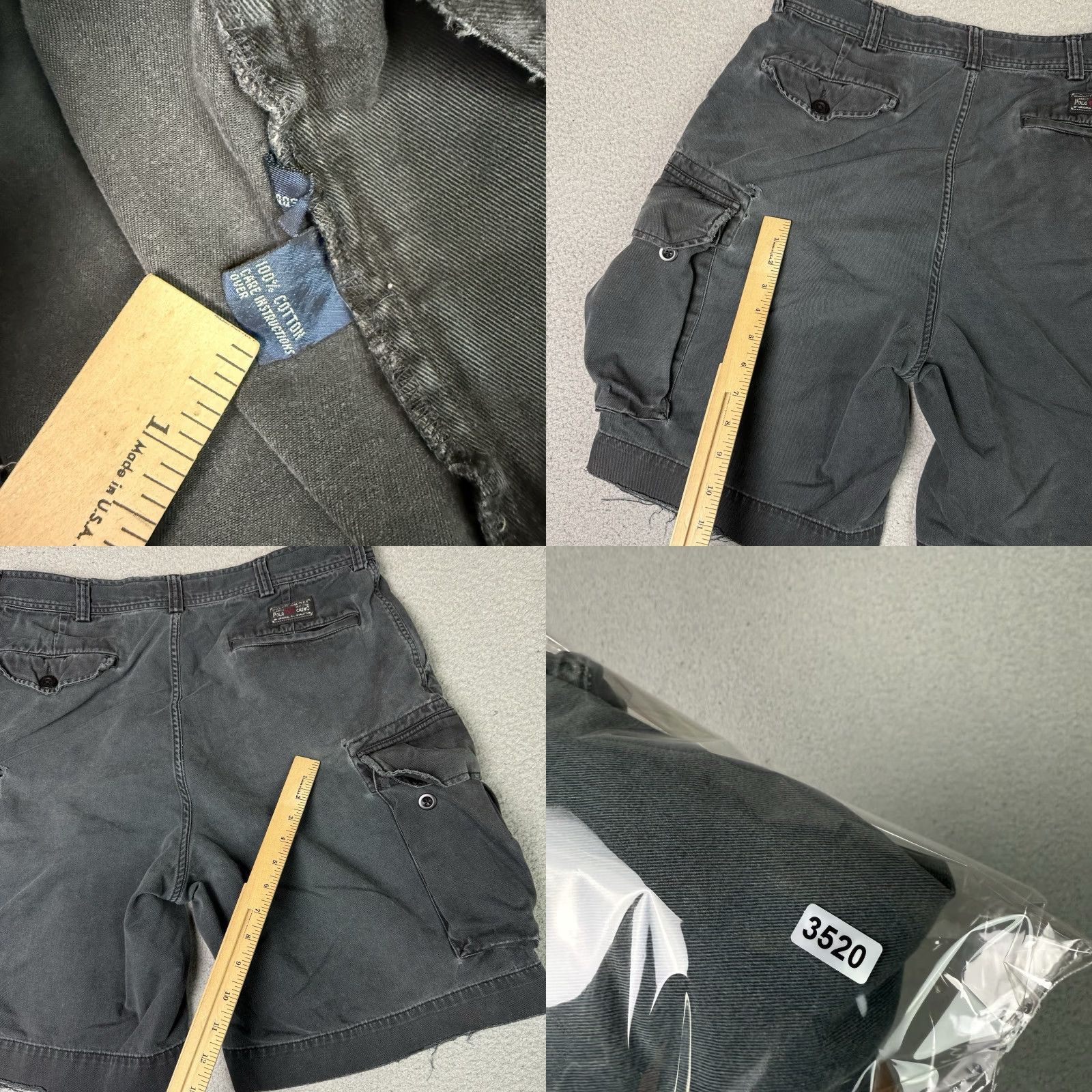 Polo Ralph Lauren VINTAGE Polo Ralph Lauren Cargo Shorts Mens 35 Gray Distressed 90s Relaxed Cotton Canvas Button Front Pockets 9in Inseam Noble Casual Size US XS / EU 42 / 0 - 9 Thumbnail