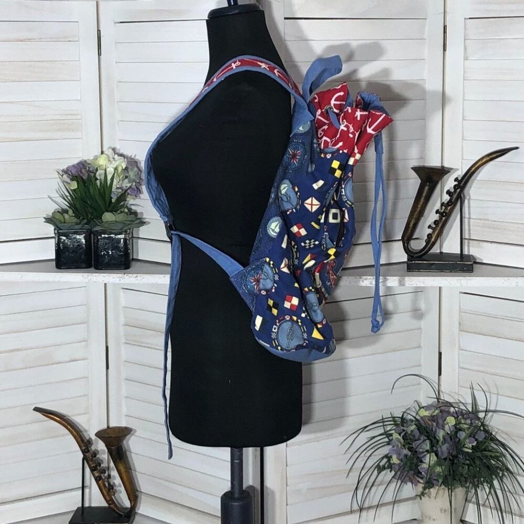 Vintage Beach cotton backpack blue anchor sailor's knot racing flags Size ONE SIZE - 3 Thumbnail