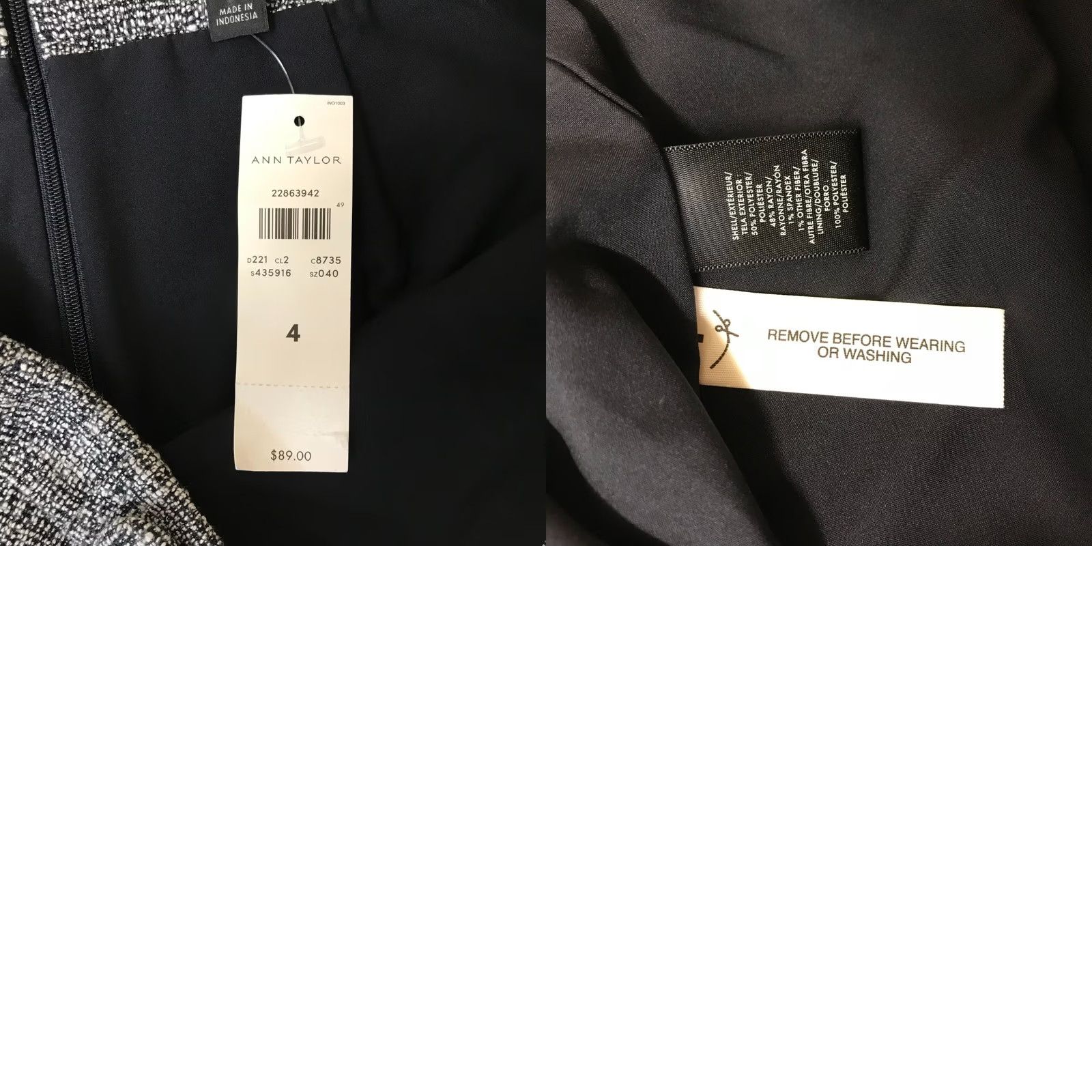 Ann Taylor ANN TAYLOR BLACK TEXTURED LINED PENCIL SKIRT WOMEN'S 4 Size 27" / US 4 / IT 40 - 8 Thumbnail