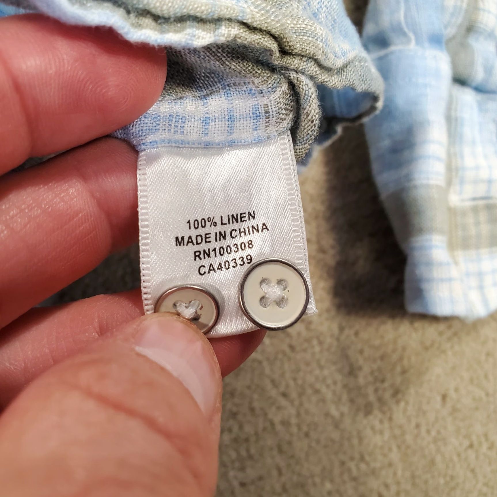 Peter Millar Peter Millar Linen Shirt Mens Large Blue White Button Up Long Sleeve Collar Size US L / EU 52-54 / 3 - 4 Thumbnail