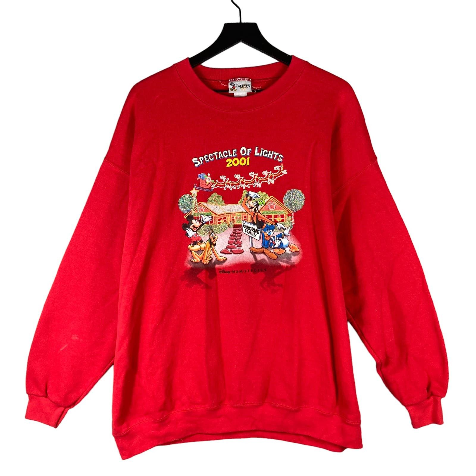 Image of VTG Disney 2001 Spectacle Of Lights Sweatshirt 2Xl in Red, Men's