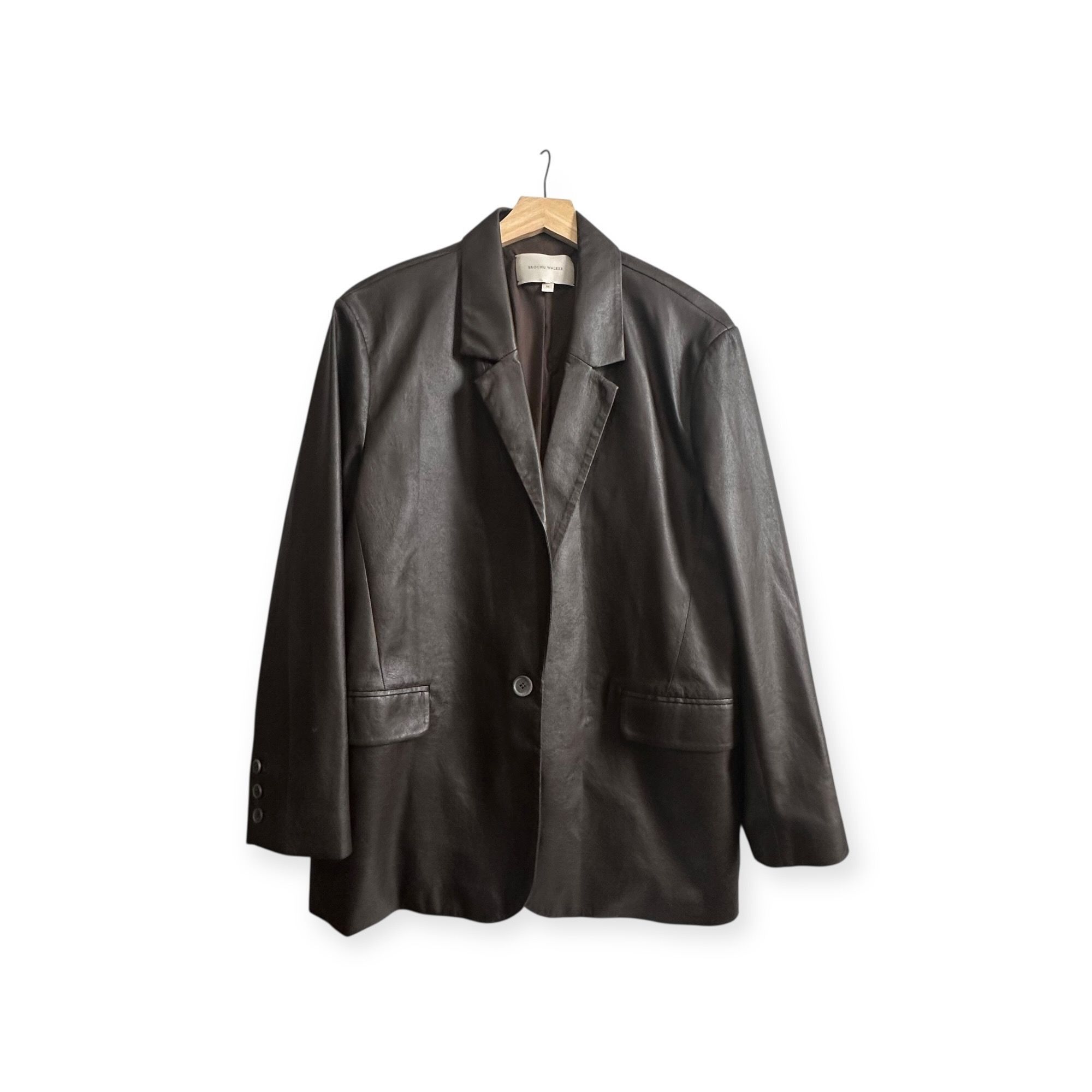 Brochu Walker Brochu Walker The Farley Single-Button Vegan Leather Blazer Size M / US 6-8 / IT 42-44 - 1 Thumbnail
