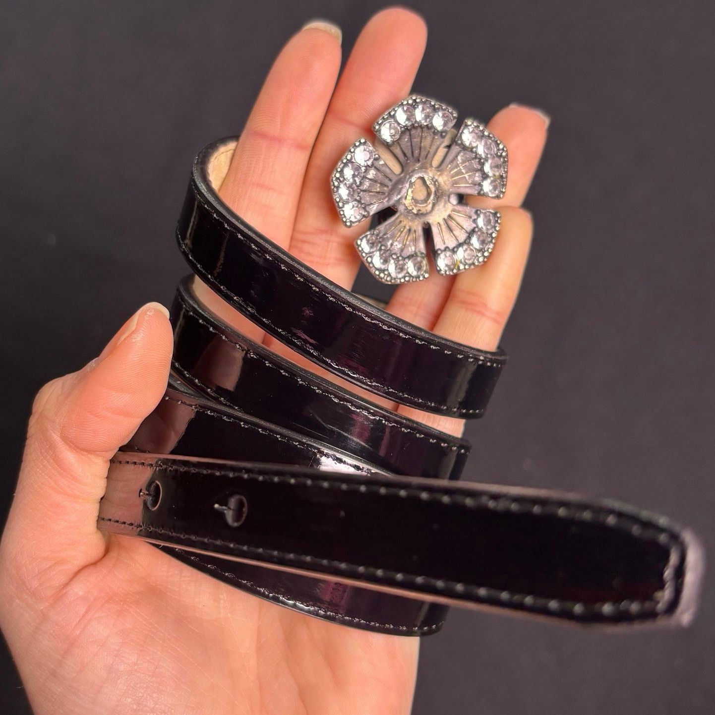 Other Black Rhinestone Flower Belt Size ONE SIZE - 3 Thumbnail