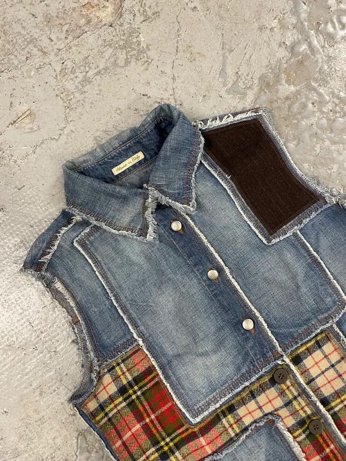 Jean Paul Gaultier 2000s Jean Paul Gaultier Asymmetrical Patchwork Wool Denim Jacket Size S / US 4 / IT 40 - 6 Thumbnail