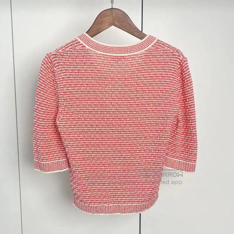 Chanel Chanel Red Striped Cotton Crop T-Shirt . Size M / US 6-8 / IT 42-44 - 2 Thumbnail