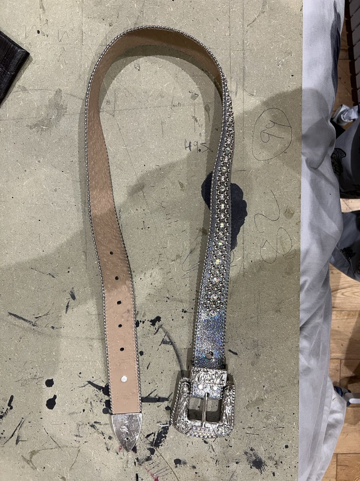 B.B. Simon Bb Simmons belt silver leather belt Size ONE SIZE - 3 Thumbnail