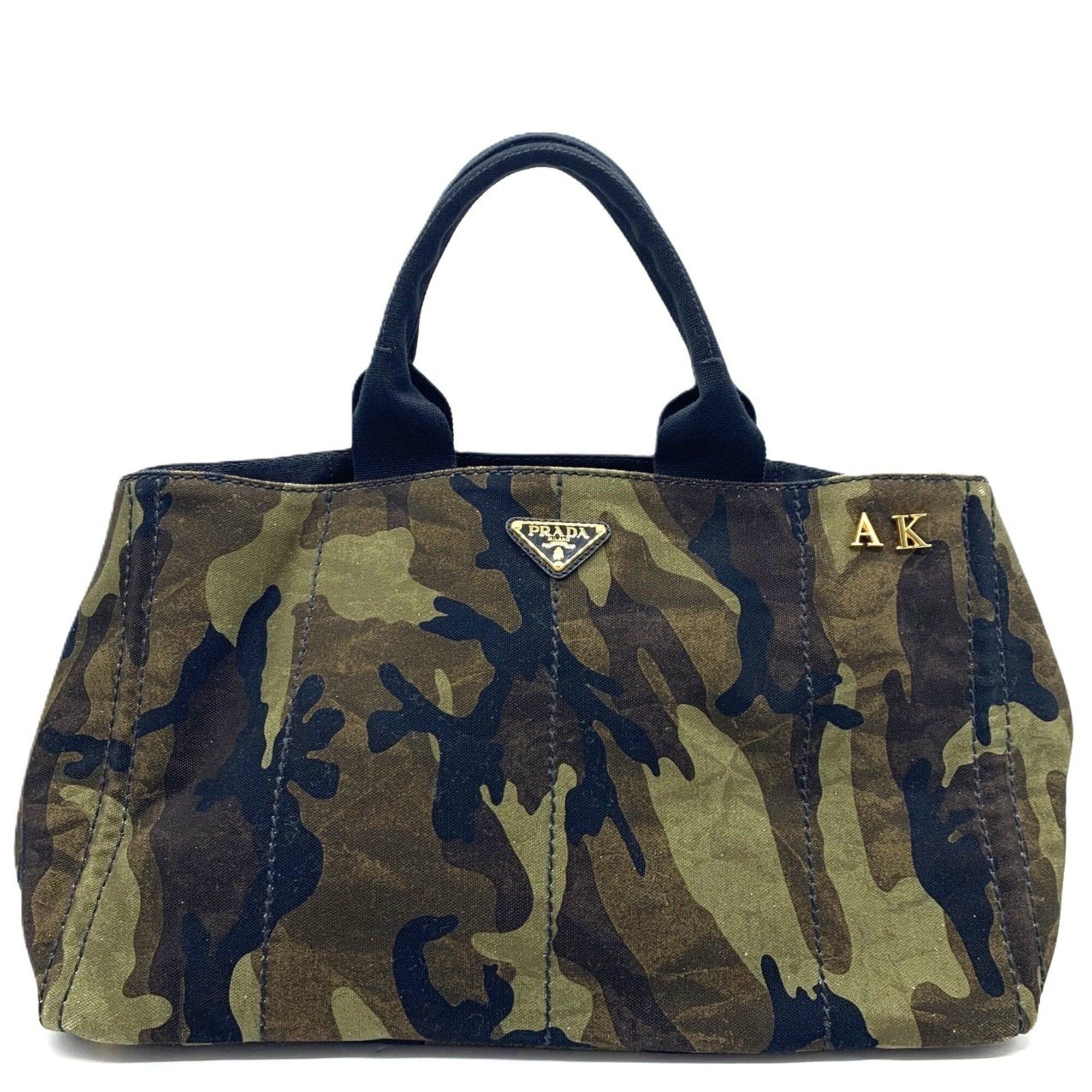 Prada Prada Canapa Camouflage Tote Bag BN2020 Canvas Triangle Plate Women's Men's PRADA Size ONE SIZE - 1 Thumbnail