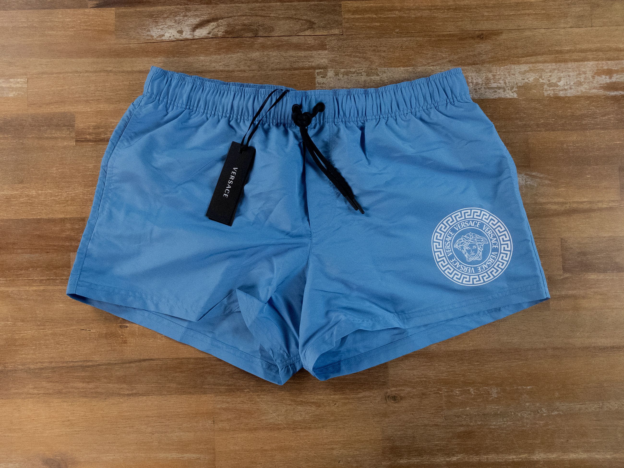 Versace VERSACE light blue Medusa logo swim shorts 5 Large trunks Size US 34 / EU 50 - 1 Thumbnail