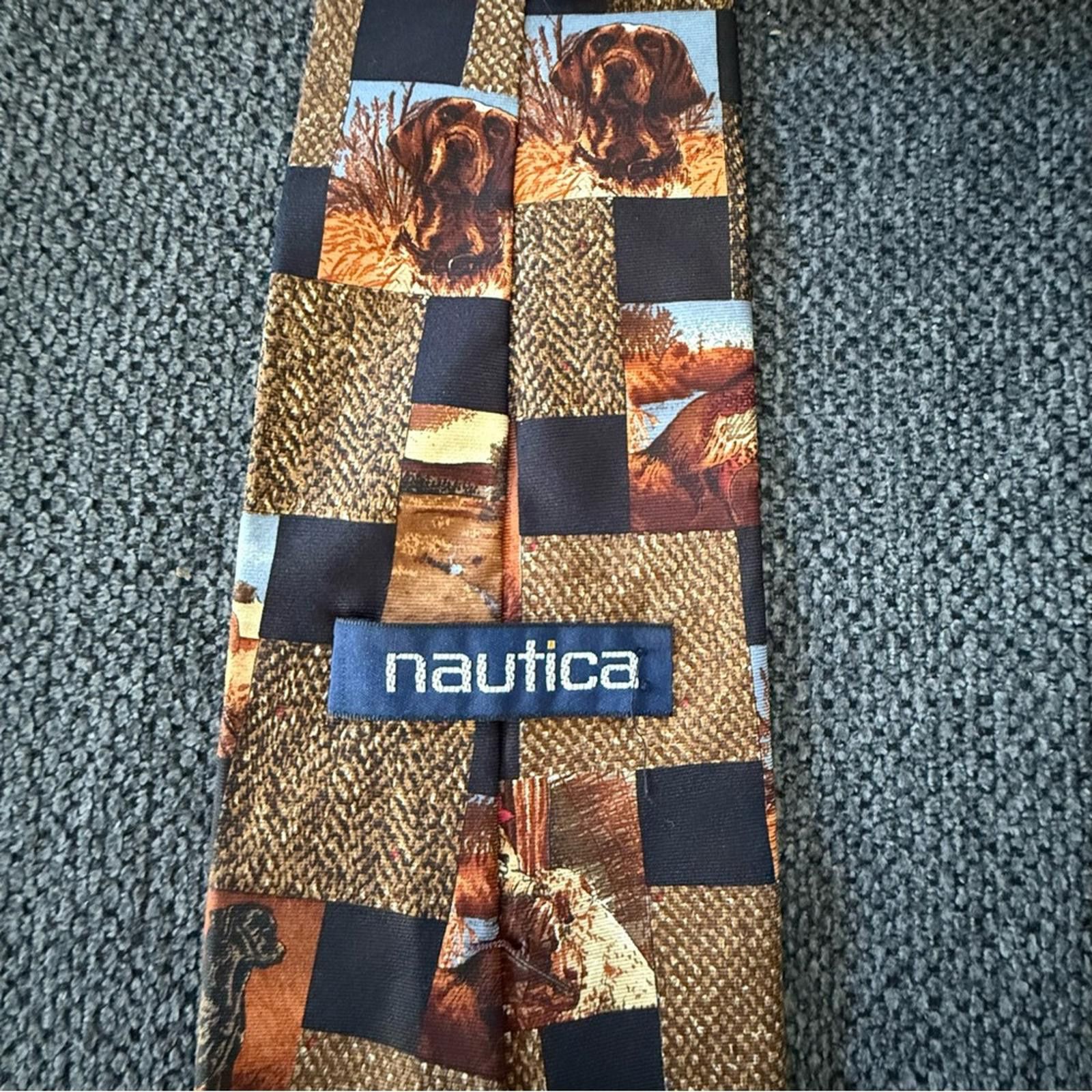 Nautica Nautica Brown and Black Hunting Theme Tie Size ONE SIZE - 2 Thumbnail