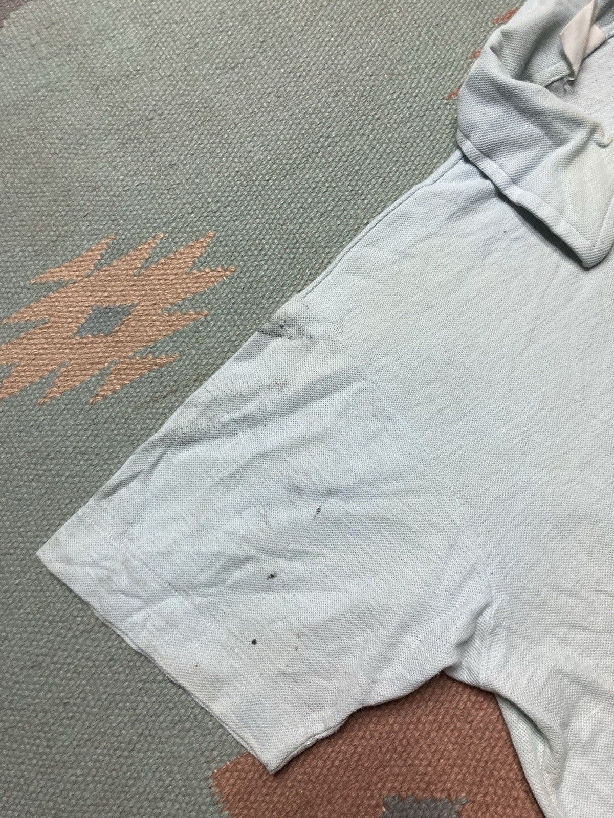 Vintage Vtg 70s 80s polo shirt paint stained light blue boxy medium Size US M / EU 48-50 / 2 - 6 Thumbnail