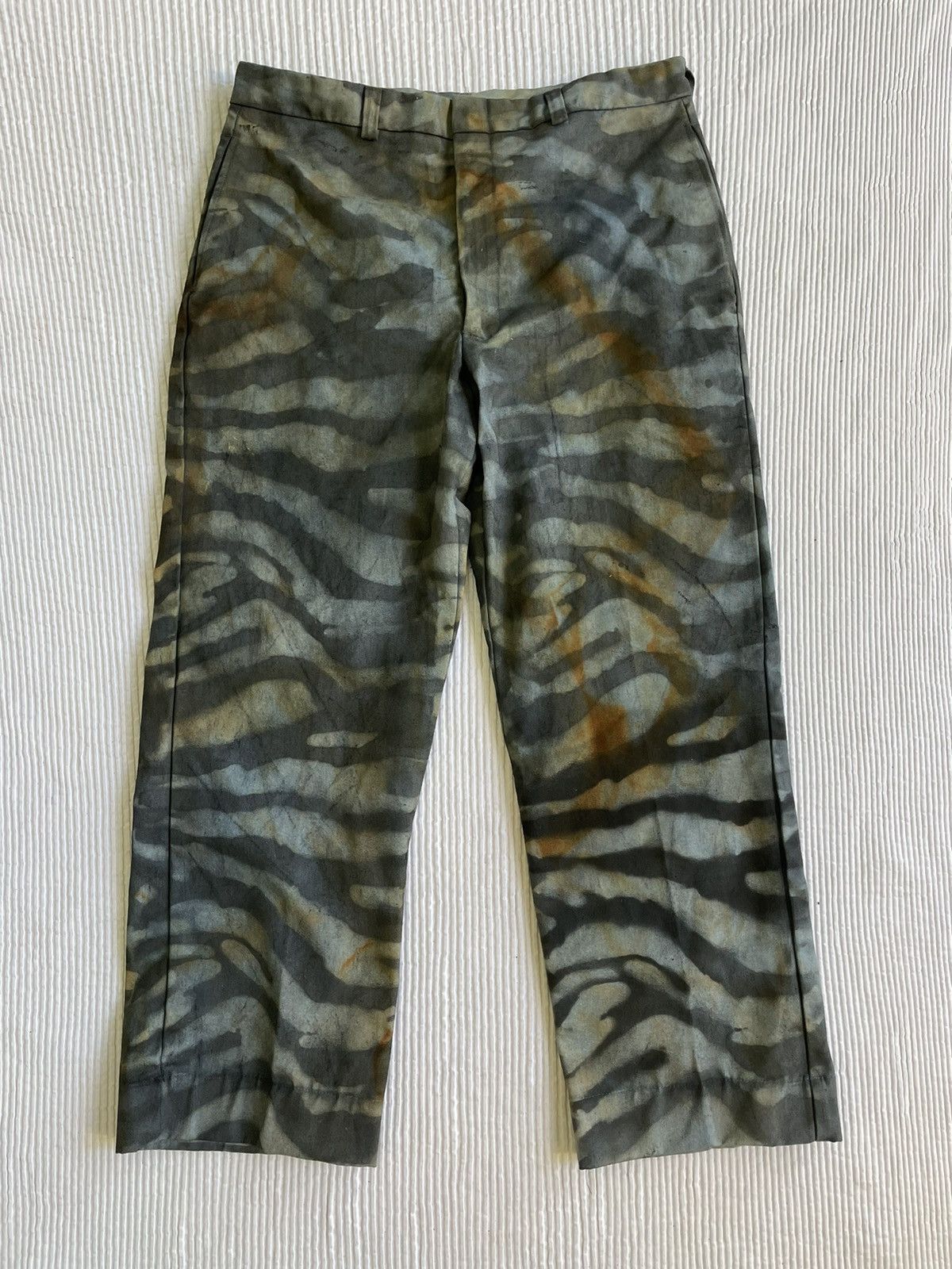 Handmade Rust Indigo Paint Grr Bb Hand Camo Tiger Stripe Pants Size US 33 - 1 Thumbnail