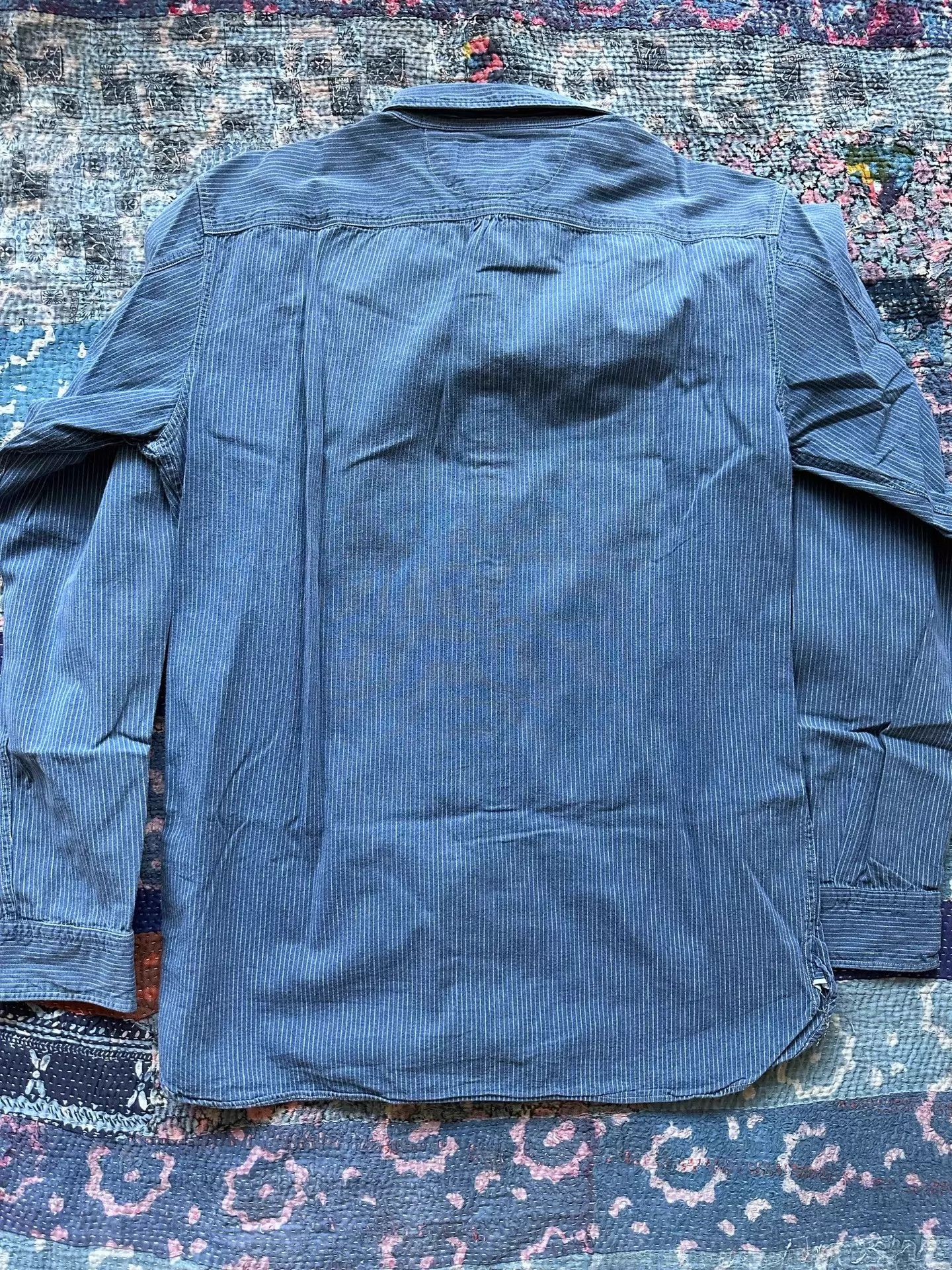 RRL Ralph Lauren RRL Indigo Dyed Wabash Stripe Shirt M (95 New) Size US M / EU 48-50 / 2 - 2 Thumbnail