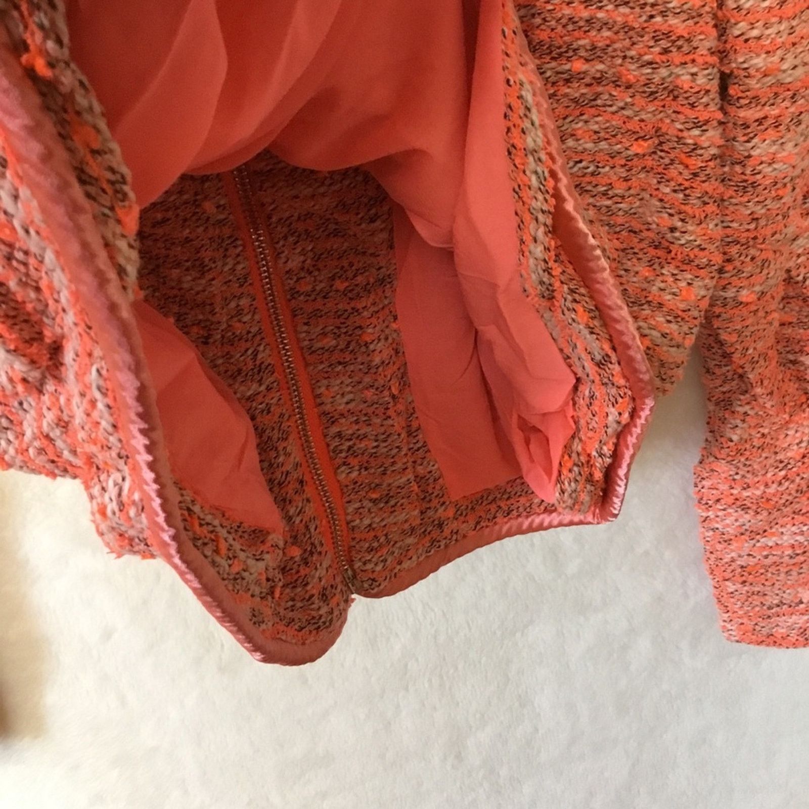 Other Orange Vintage Tweed Front Zip-Up Detail Jacket With Pockets Size XS / US 0-2 / IT 36-38 - 15 Thumbnail